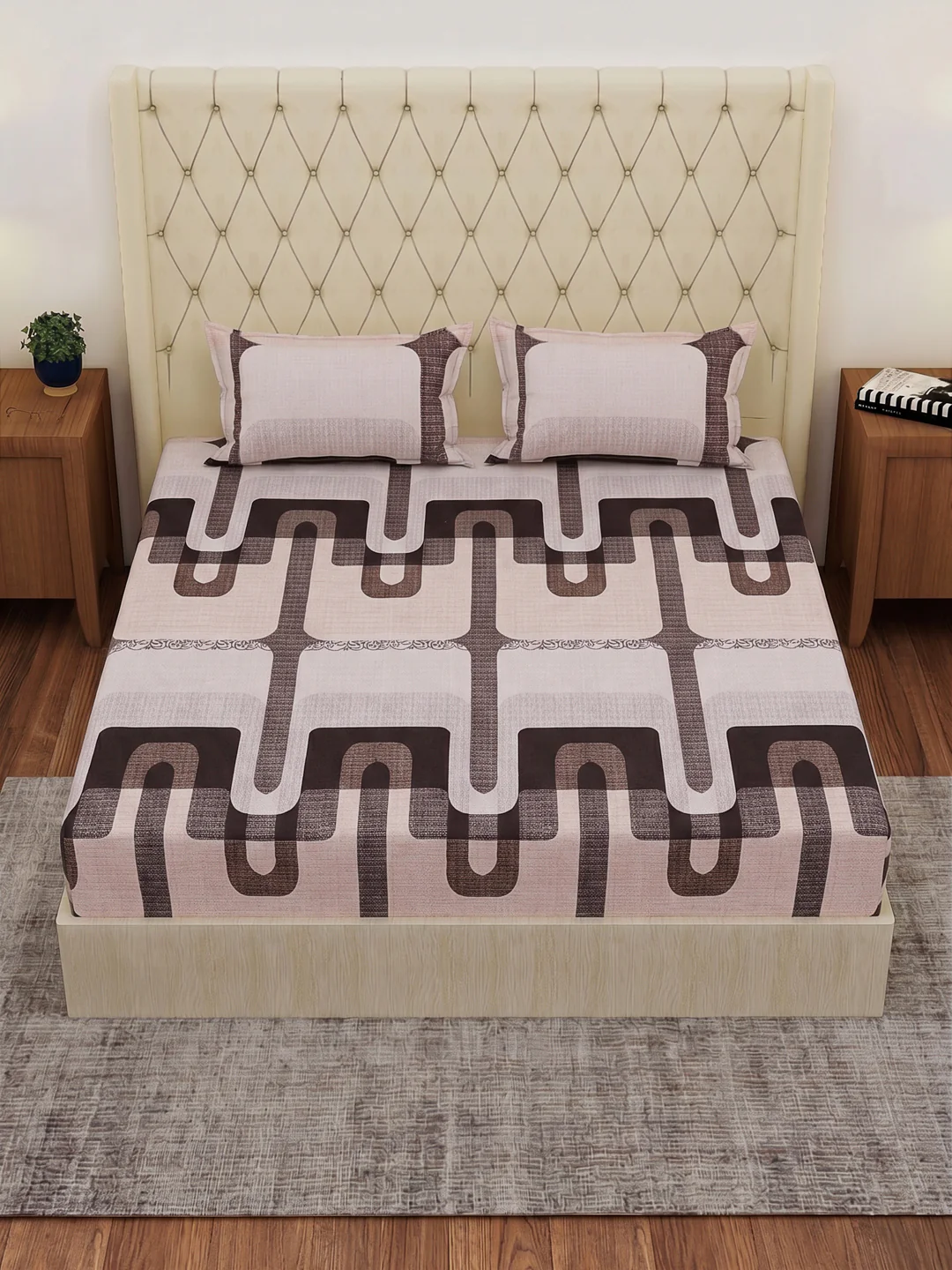 120 GSM Polyester Double Bed Bedsheet with 2 Pillow Covers Clara Collection - Image 4