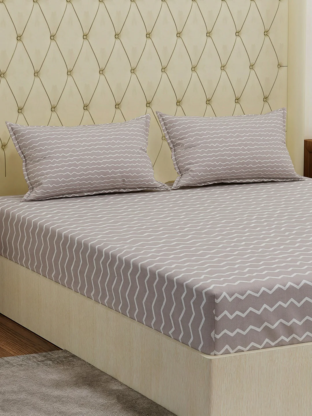 120 GSM Polyester Double Bed Bedsheet with 2 Pillow Covers Clara Collection