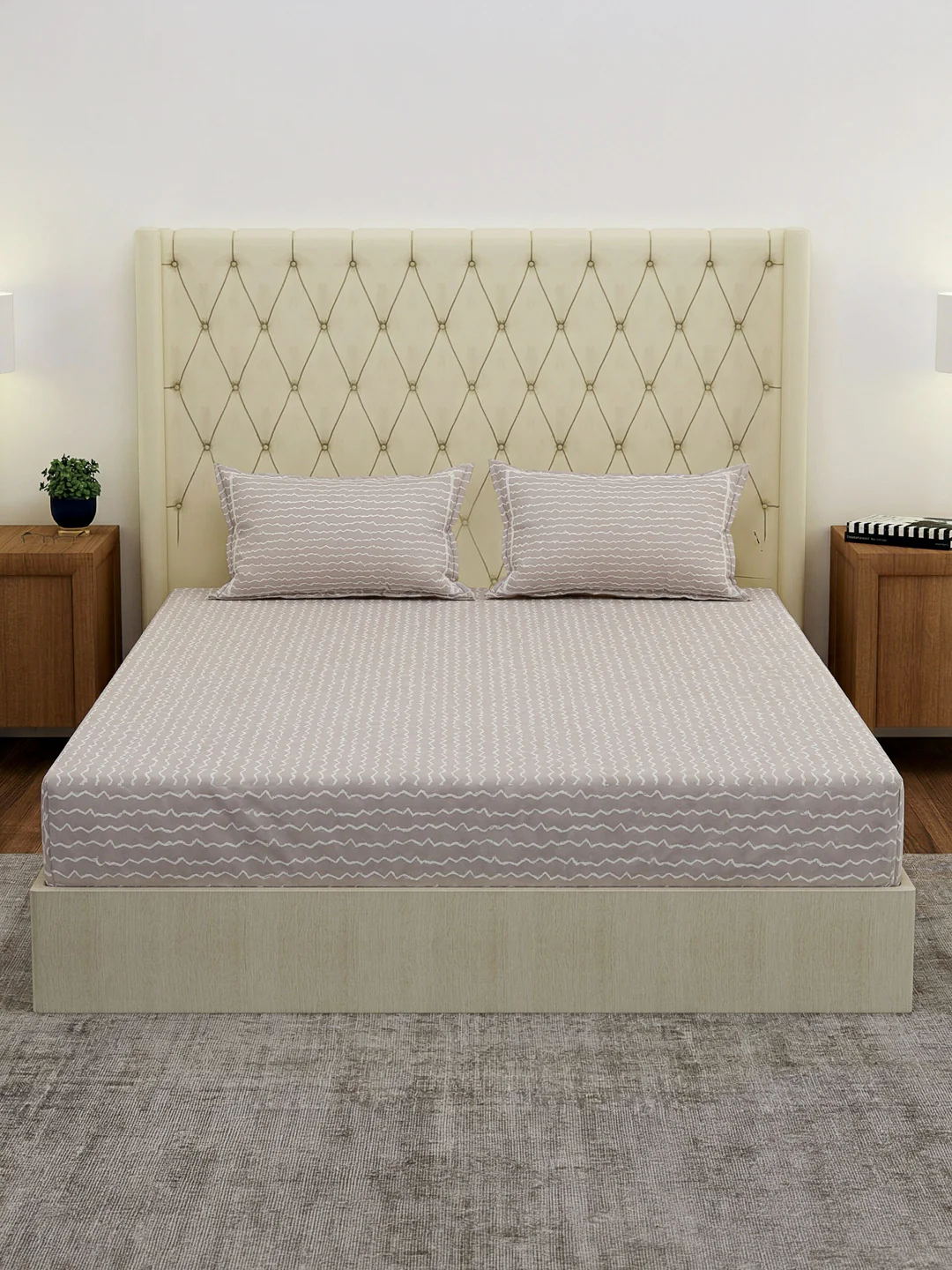 120 GSM Polyester Double Bed Bedsheet with 2 Pillow Covers Clara Collection - Image 3
