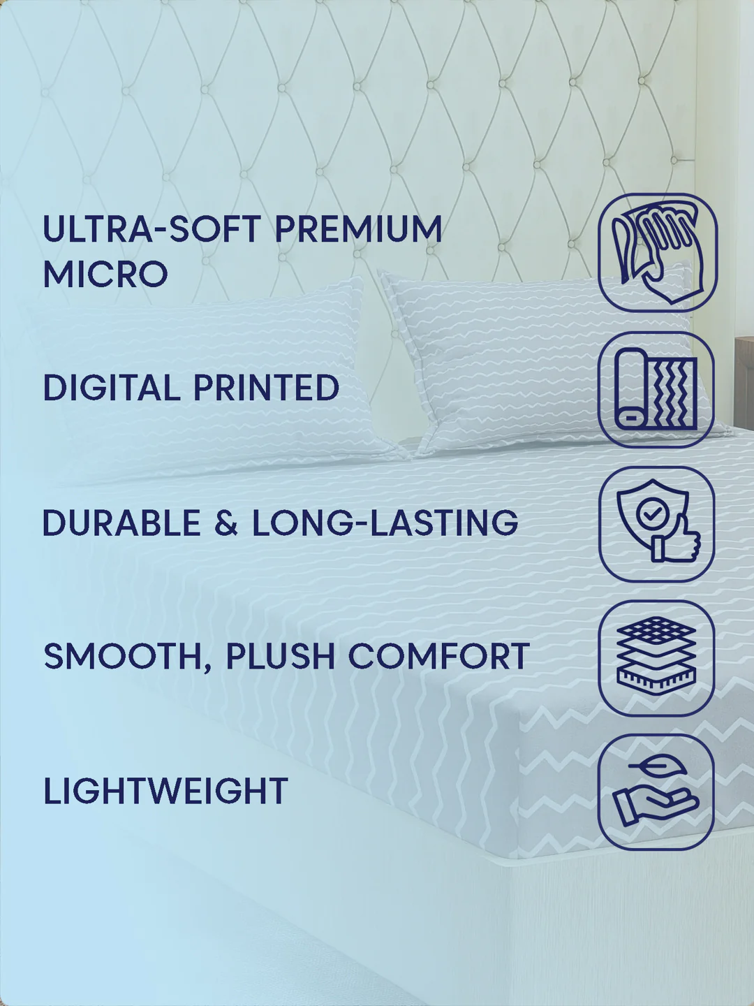 120 GSM Polyester Double Bed Bedsheet with 2 Pillow Covers Clara Collection - Image 9