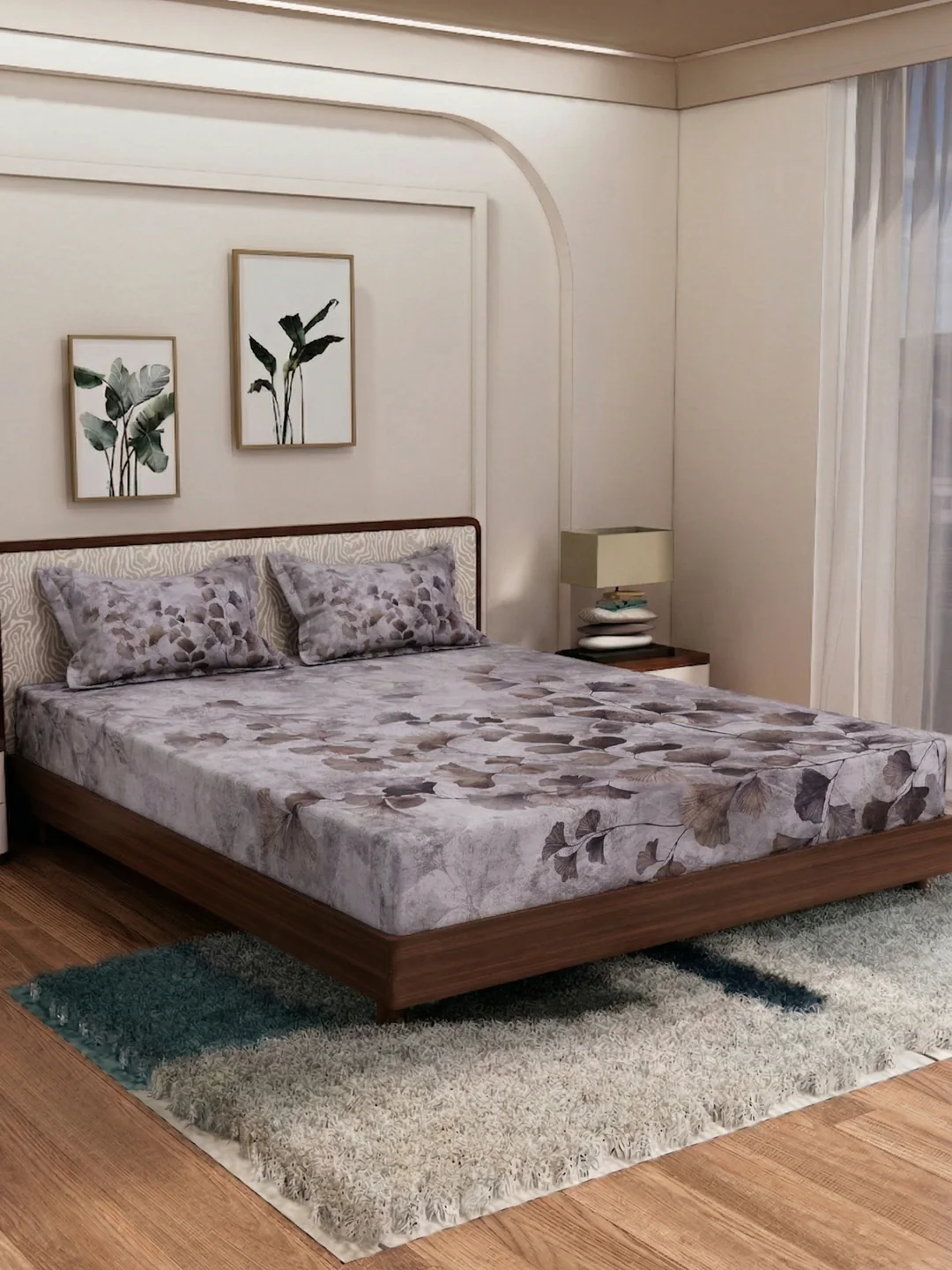 120 GSM Polyester King Size Bedsheet with 2 Pillow Covers Soft Touch Collection - Image 2