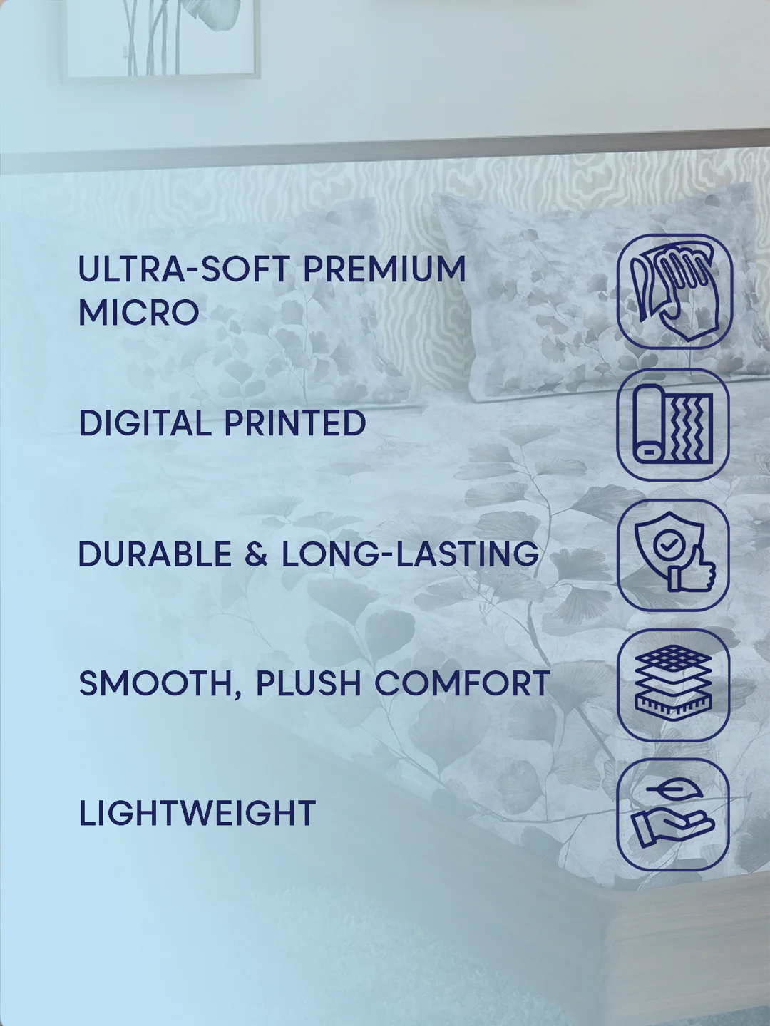 120 GSM Polyester King Size Bedsheet with 2 Pillow Covers Soft Touch Collection - Image 9