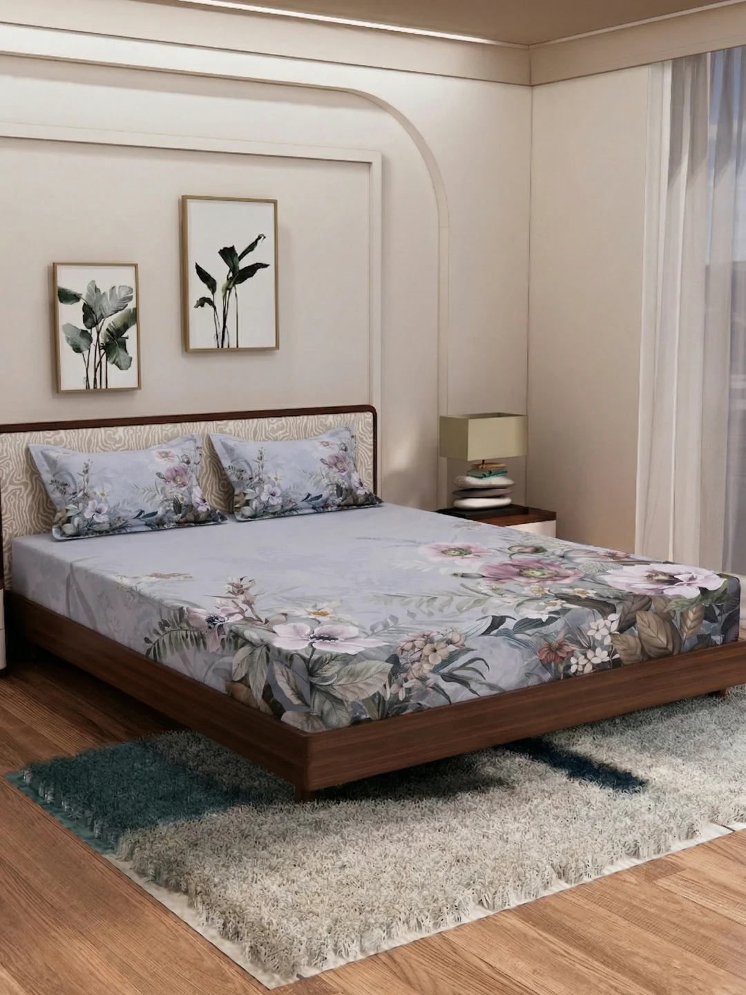 120 GSM Polyester King Size Bedsheet with 2 Pillow Covers Soft Touch Collection - Image 2