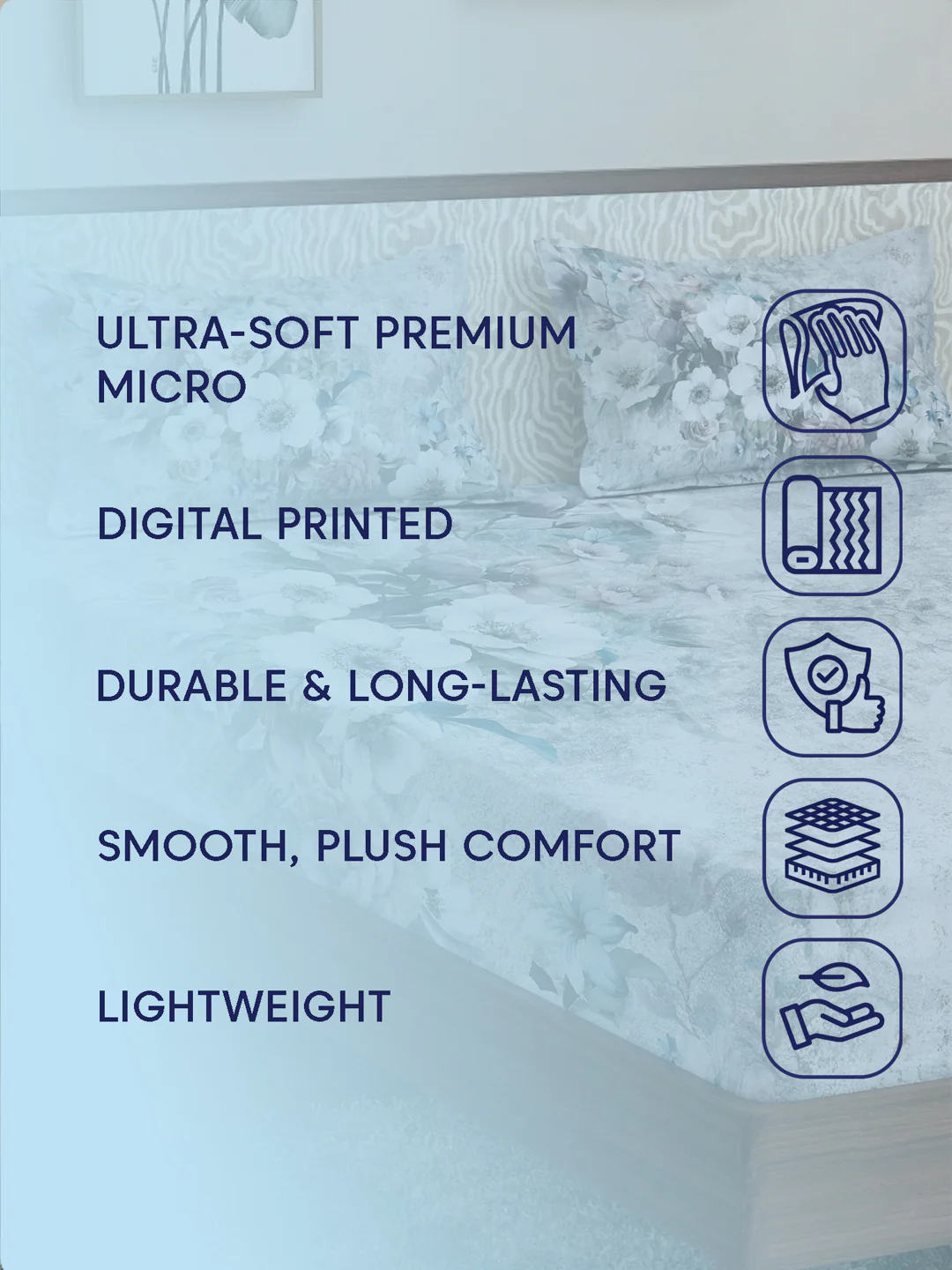120 GSM Polyester King Size Bedsheet with 2 Pillow Covers Soft Touch Collection - Image 9