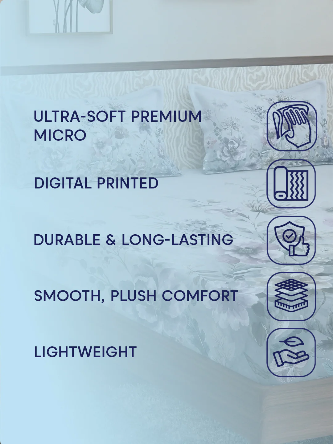 120 GSM Polyester King Size Bedsheet with 2 Pillow Covers Soft Touch Collection - Image 9