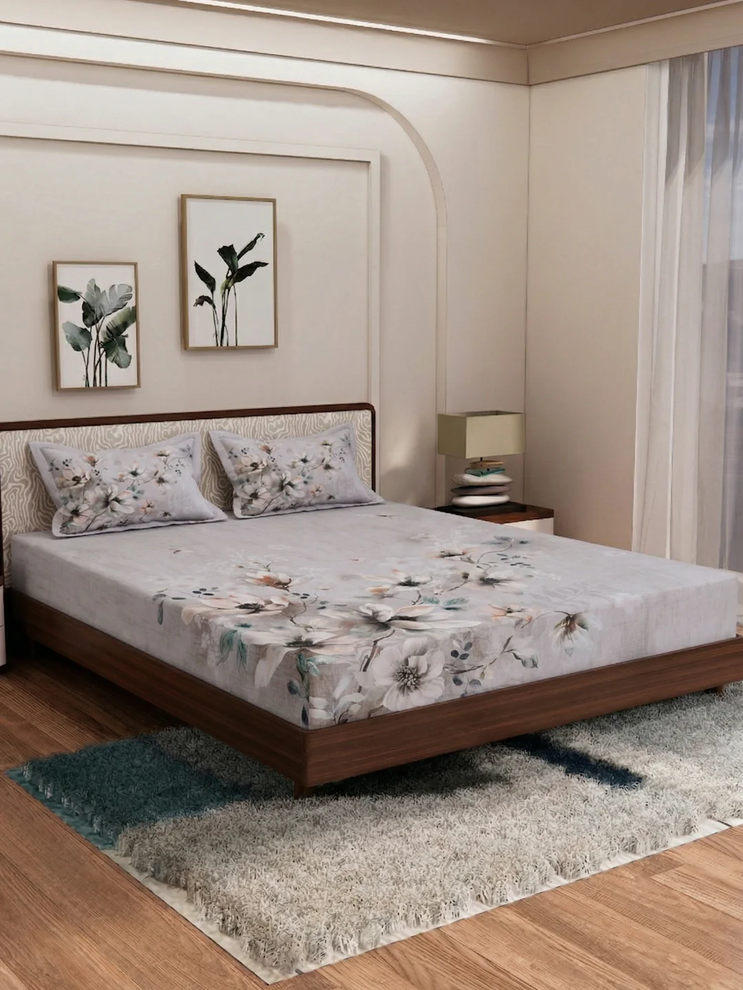 120 GSM Polyester King Size Bedsheet with 2 Pillow Covers Soft Touch Collection - Image 2
