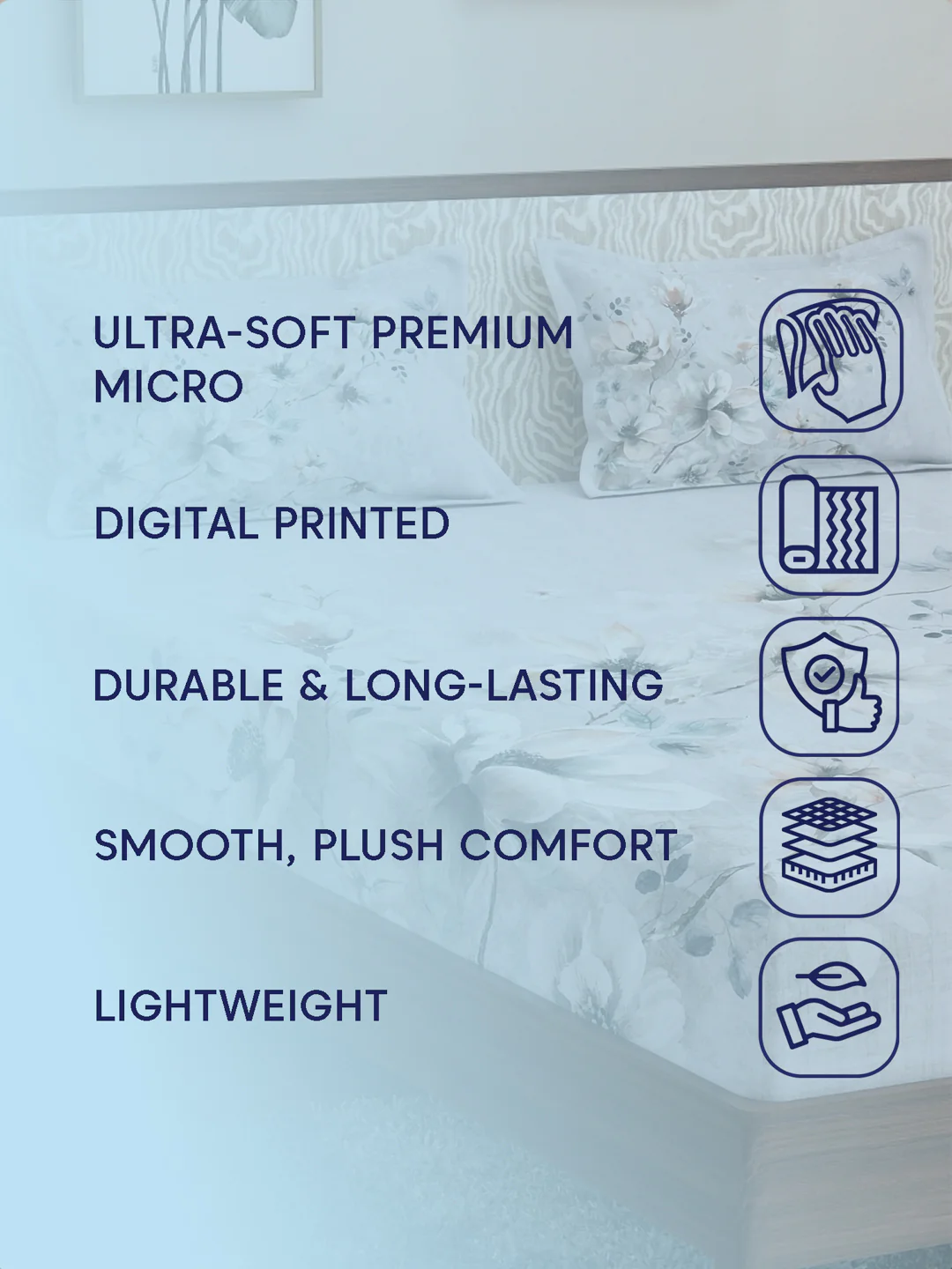 120 GSM Polyester King Size Bedsheet with 2 Pillow Covers Soft Touch Collection - Image 9