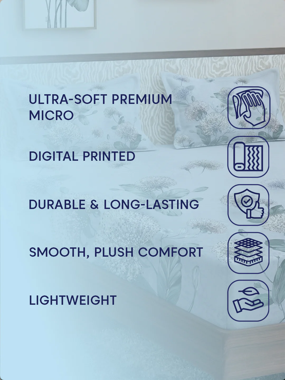 120 GSM Polyester King Size Bedsheet with 2 Pillow Covers Soft Touch Collection - Image 9