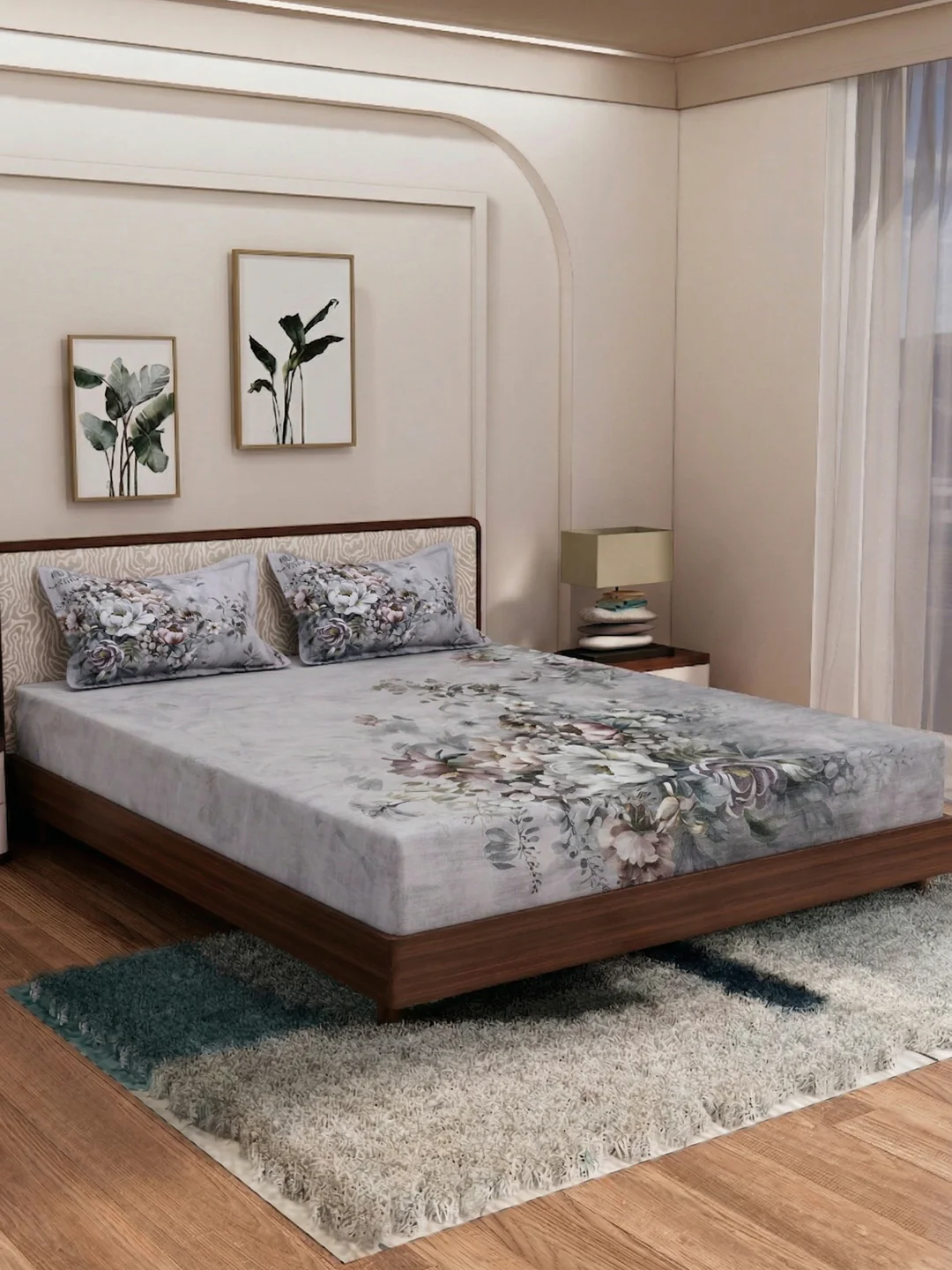 120 GSM Polyester King Size Bedsheet with 2 Pillow Covers Soft Touch Collection - Image 2