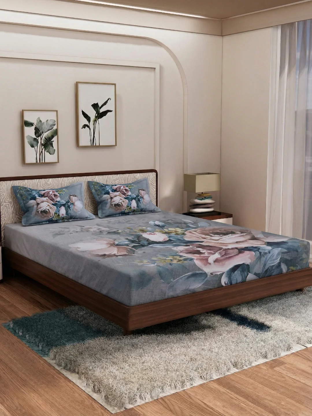 120 GSM Polyester King Size Bedsheet with 2 Pillow Covers Soft Touch Collection - Image 2