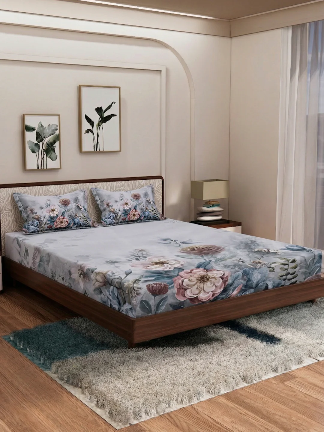 120 GSM Polyester King Size Bedsheet with 2 Pillow Covers Soft Touch Collection - Image 2