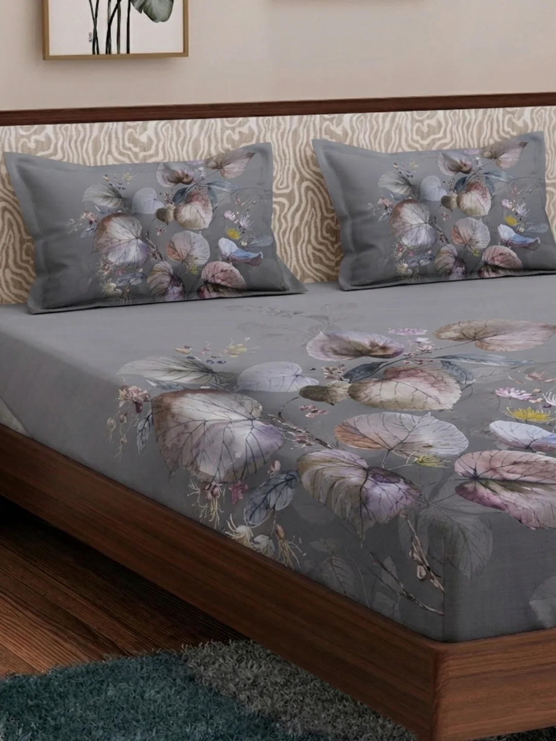 120 GSM Polyester King Size Bedsheet with 2 Pillow Covers Soft Touch Collection