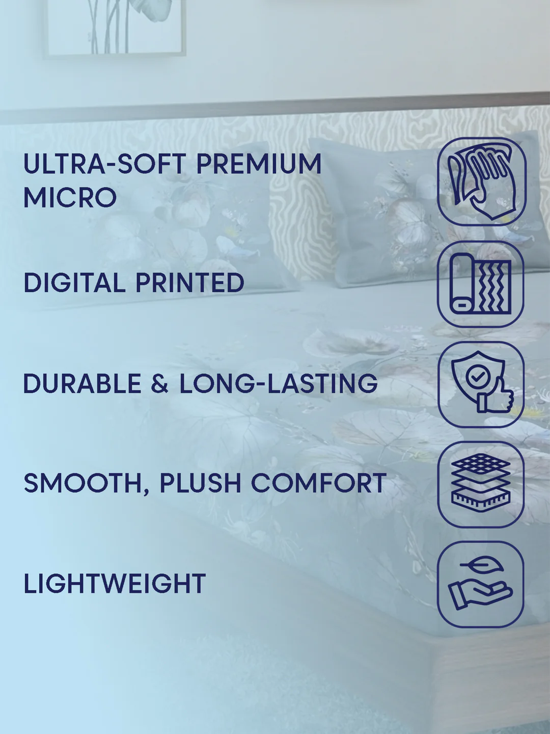 120 GSM Polyester King Size Bedsheet with 2 Pillow Covers Soft Touch Collection - Image 9