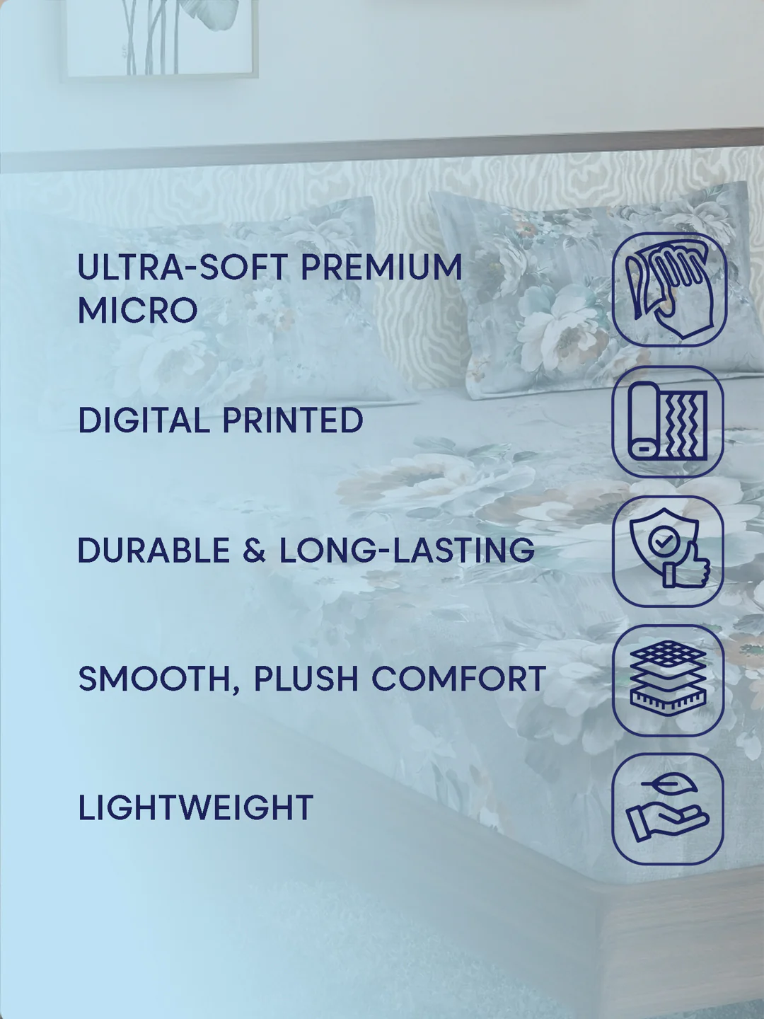 120 GSM Polyester King Size Bedsheet with 2 Pillow Covers Soft Touch Collection - Image 9
