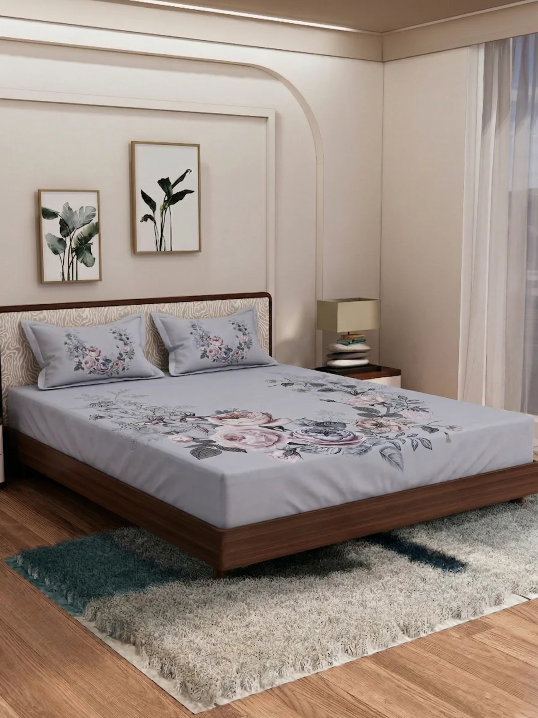 120 GSM Polyester King Size Bedsheet with 2 Pillow Covers Soft Touch Collection - Image 2