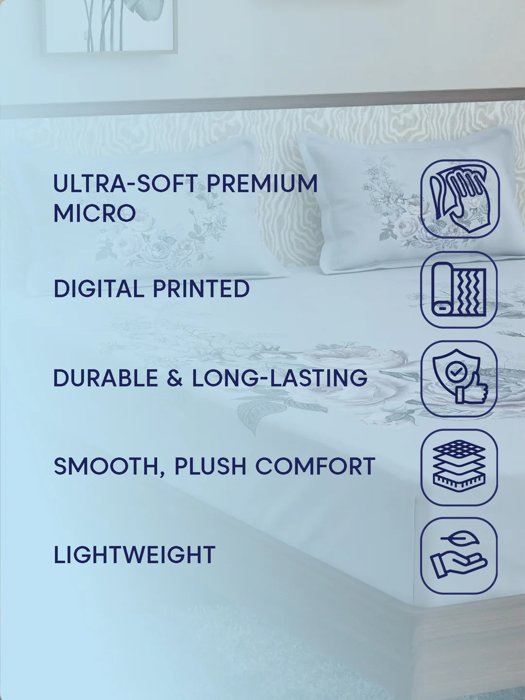 120 GSM Polyester King Size Bedsheet with 2 Pillow Covers Soft Touch Collection - Image 9
