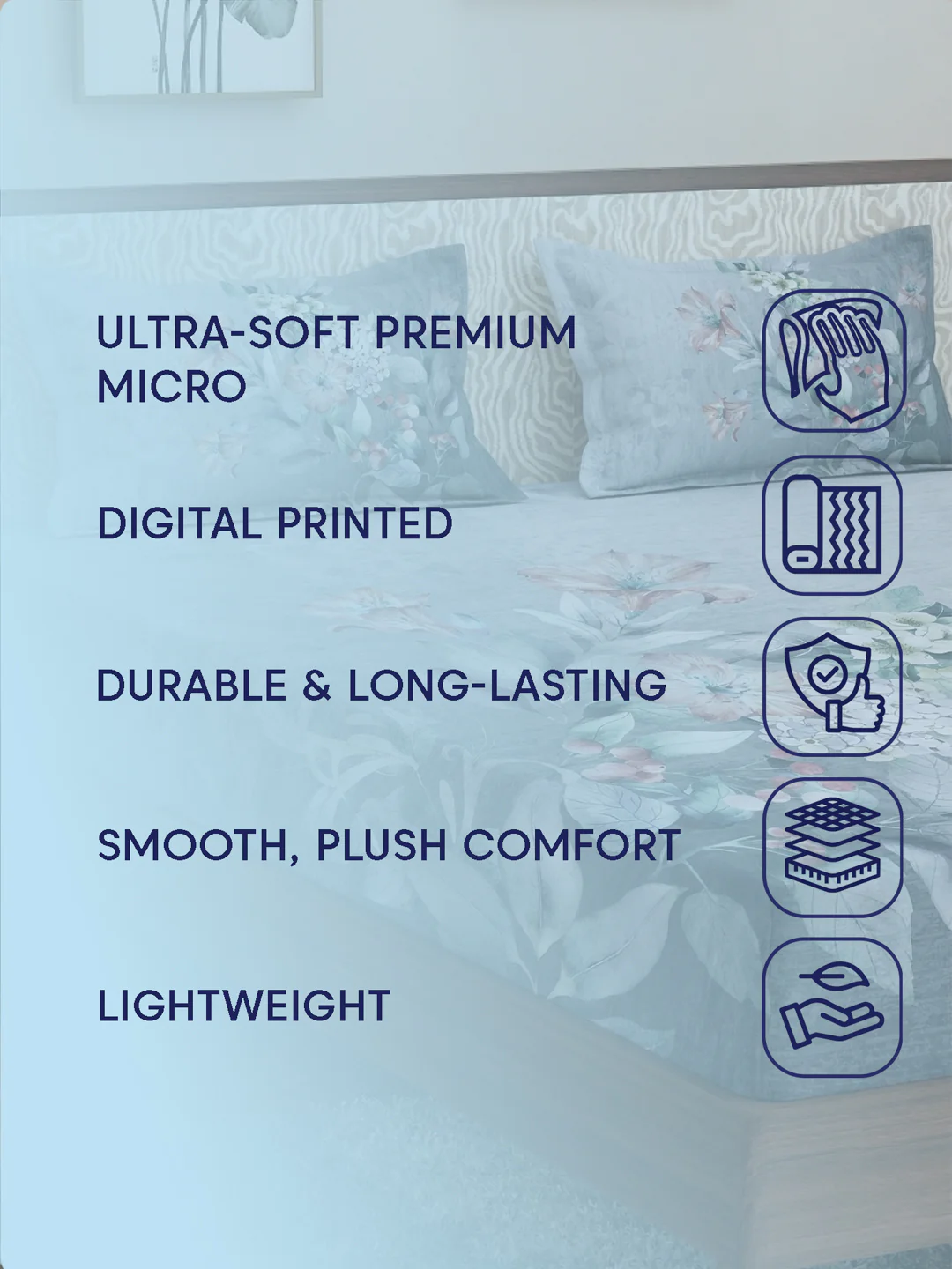 120 GSM Polyester King Size Bedsheet with 2 Pillow Covers Soft Touch Collection - Image 9
