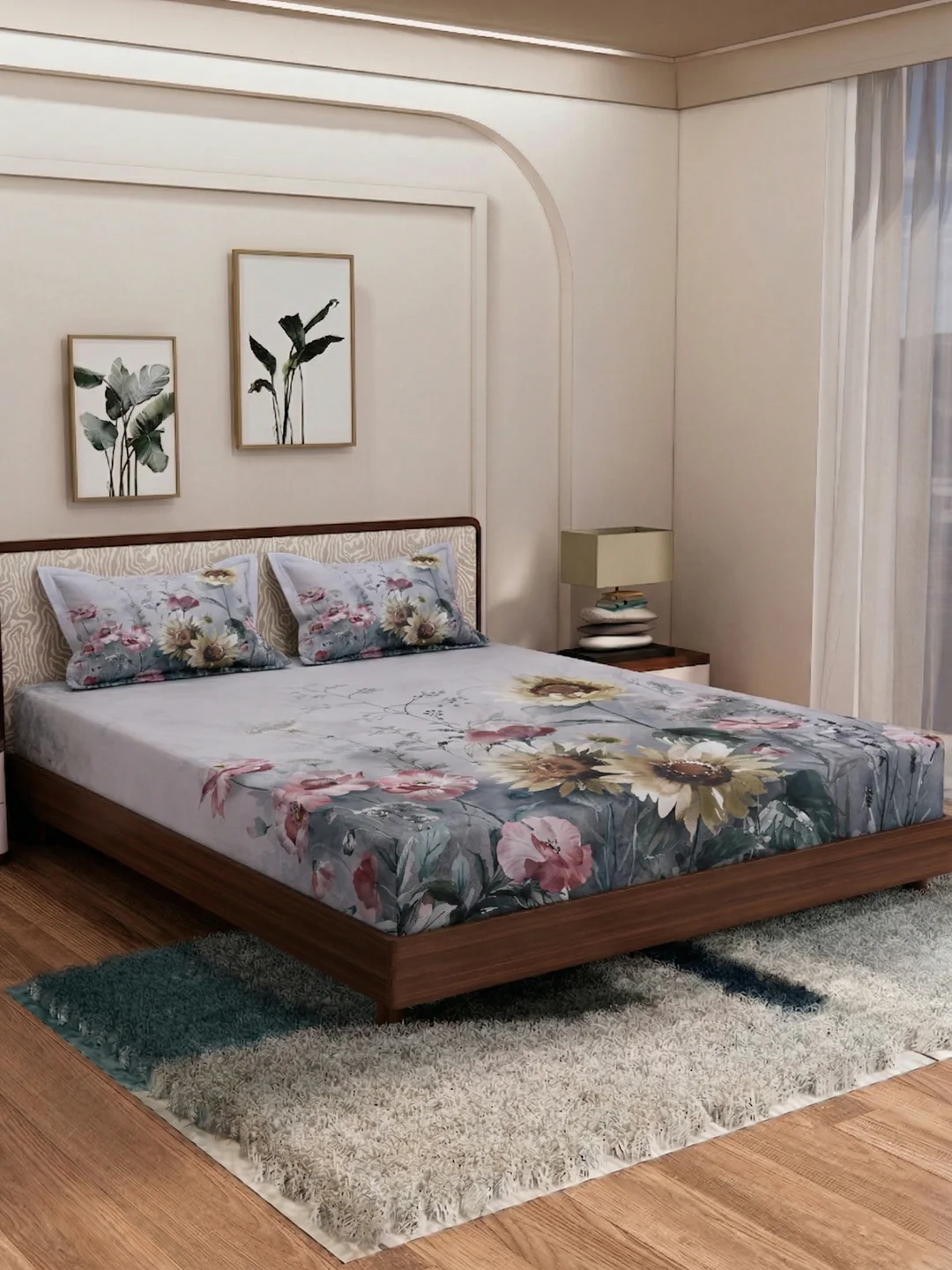 120 GSM Polyester King Size Bedsheet with 2 Pillow Covers Soft Touch Collection - Image 2