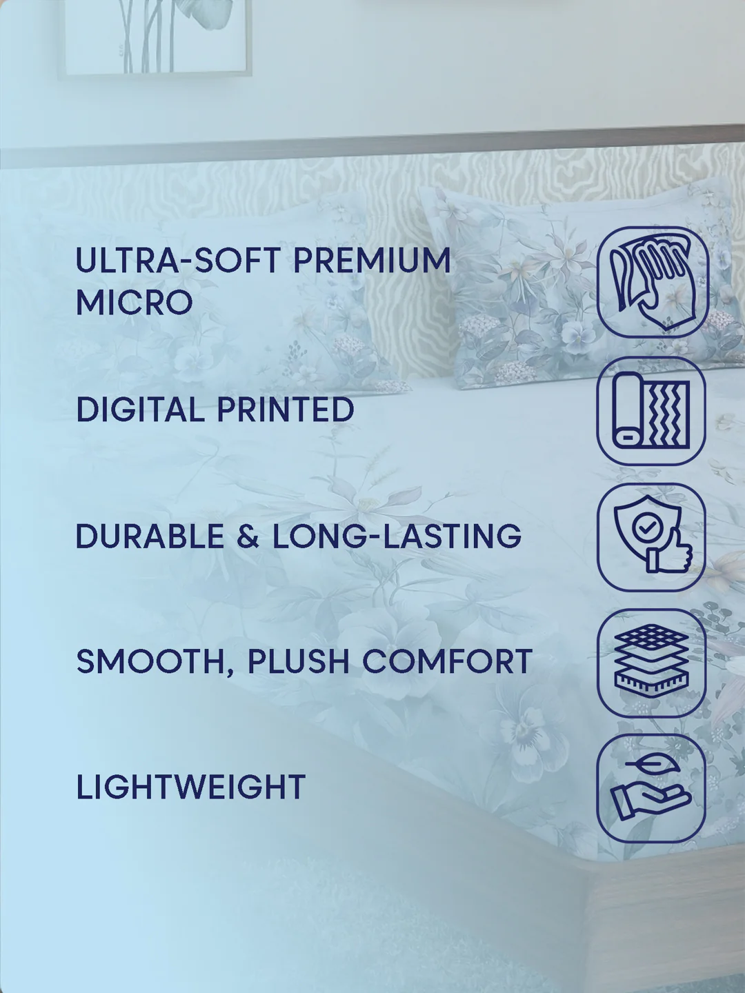 120 GSM Polyester King Size Bedsheet with 2 Pillow Covers Soft Touch Collection - Image 9