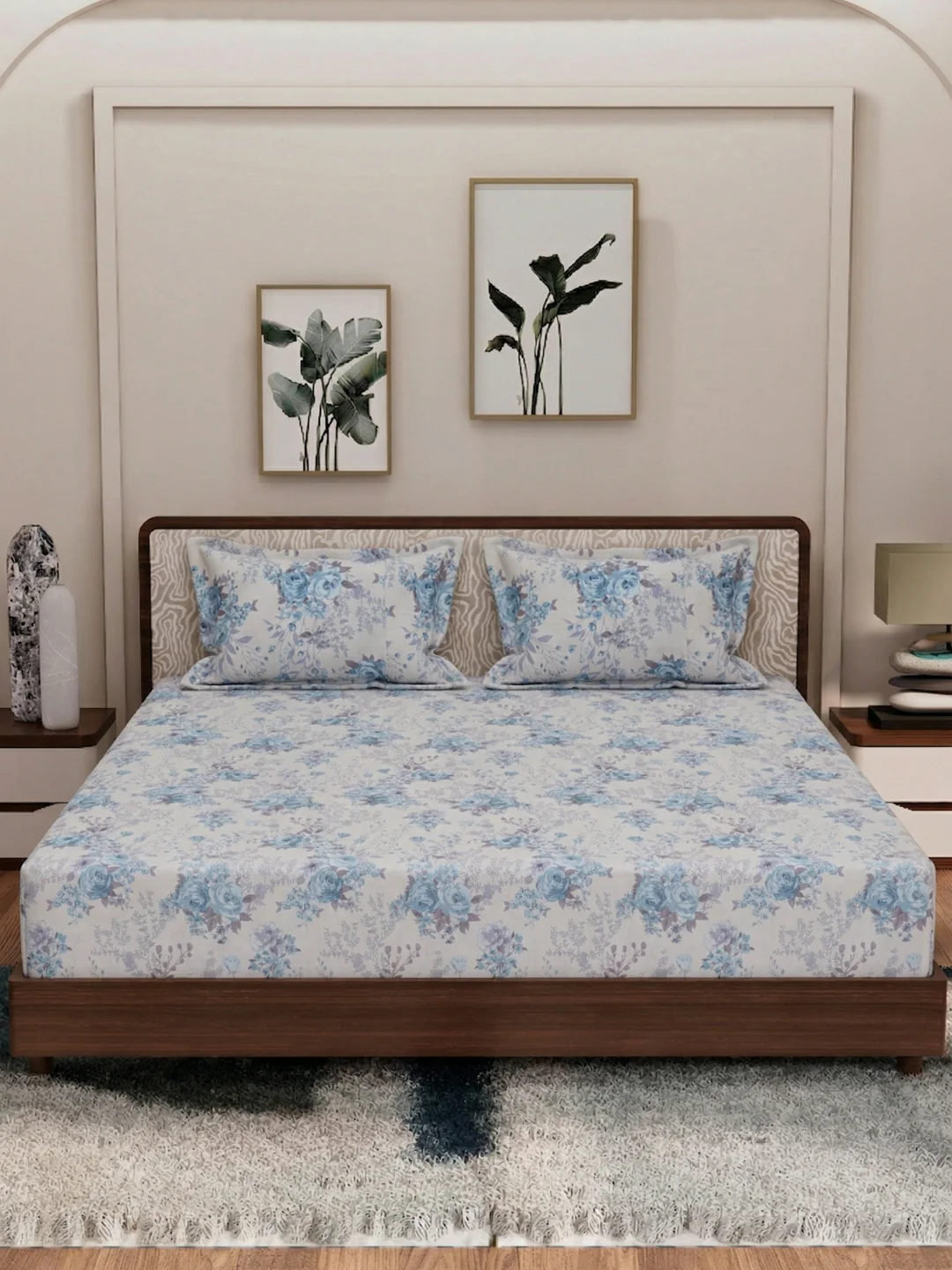 120 GSM Polyester King Size Bedsheet with 2 Pillow Covers Textura Jacquard Collection - Image 5