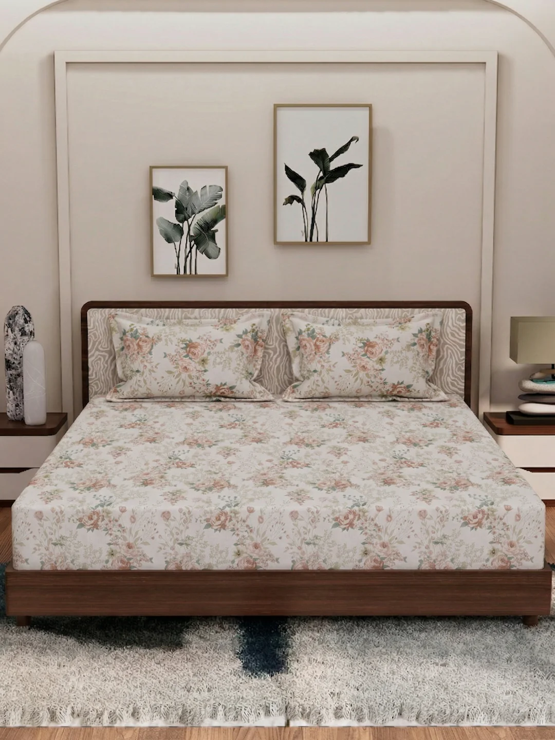 120 GSM Polyester King Size Bedsheet with 2 Pillow Covers Textura Jacquard Collection - Image 5