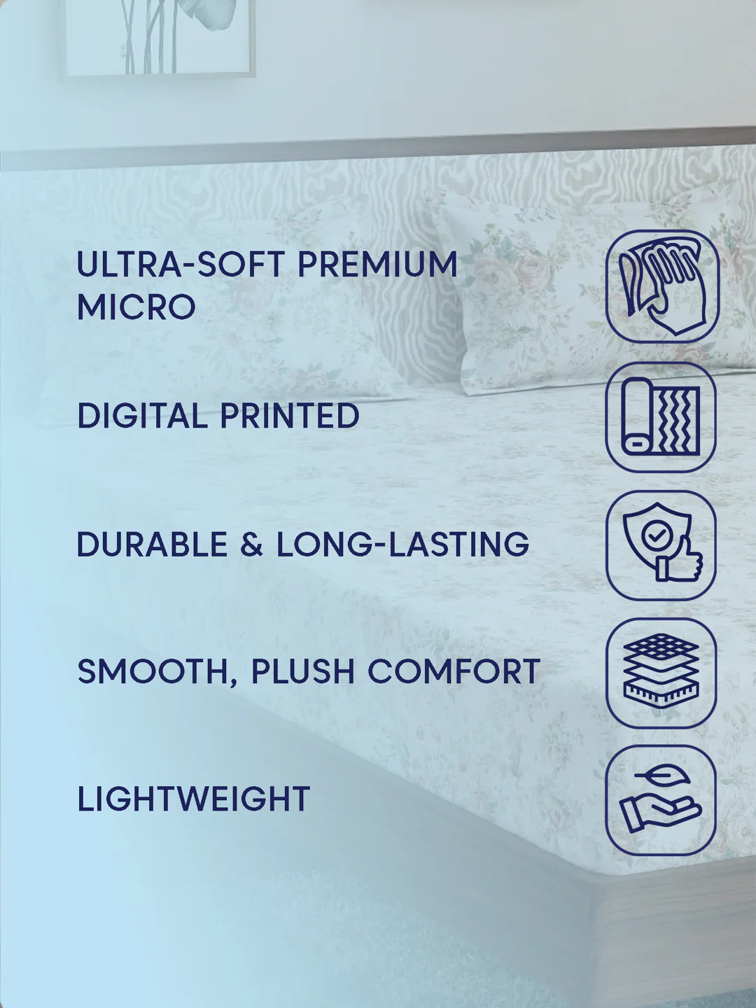 120 GSM Polyester King Size Bedsheet with 2 Pillow Covers Textura Jacquard Collection - Image 9