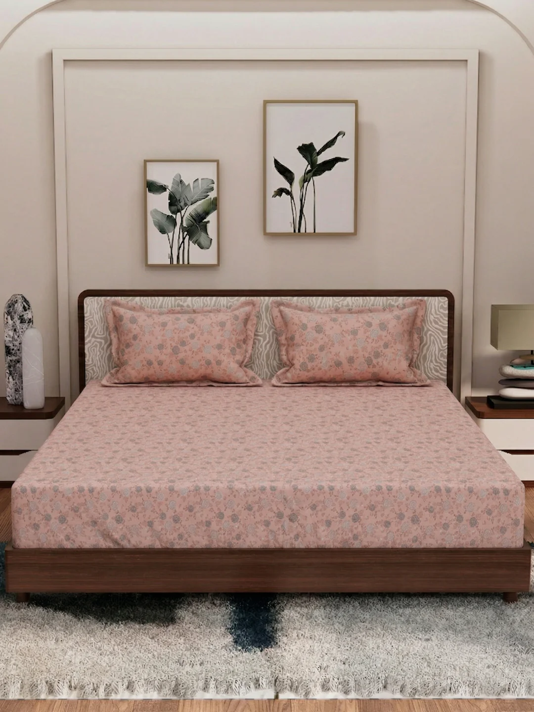 120 GSM Polyester King Size Bedsheet with 2 Pillow Covers Textura Jacquard Collection - Image 5