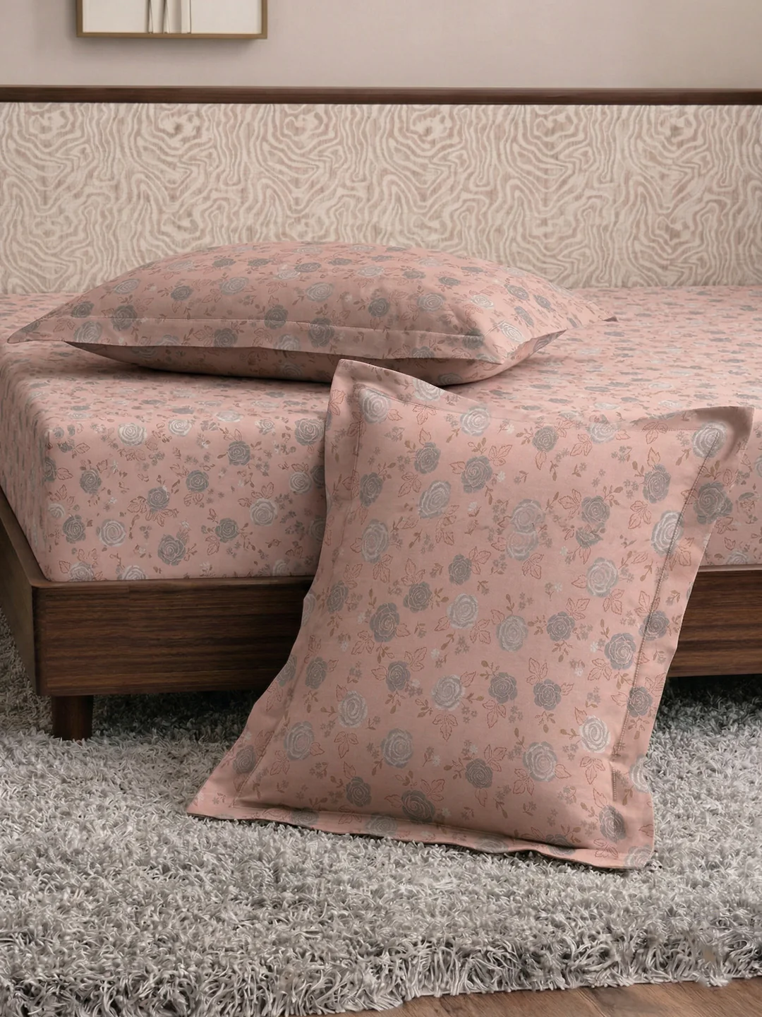 120 GSM Polyester King Size Bedsheet with 2 Pillow Covers Textura Jacquard Collection - Image 7