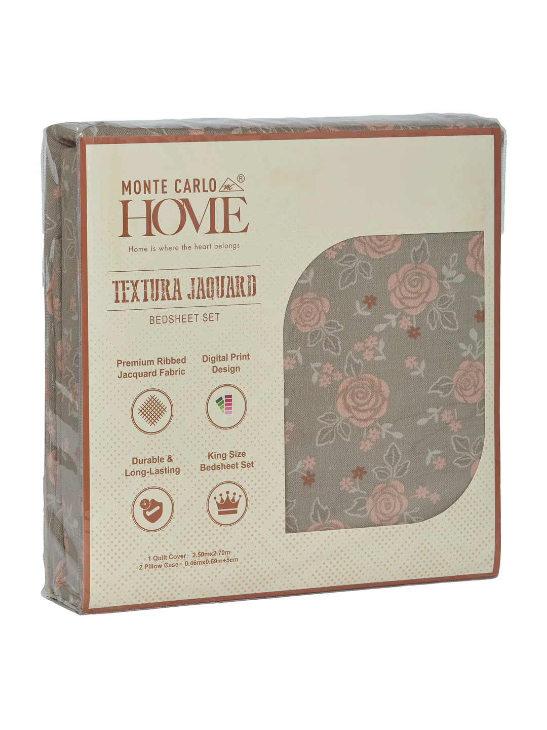 120 GSM Polyester King Size Bedsheet with 2 Pillow Covers Textura Jacquard Collection - Image 11