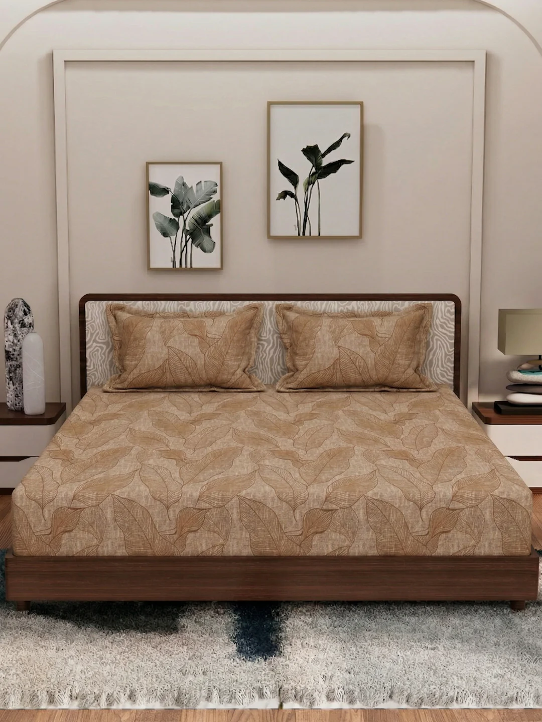 120 GSM Polyester King Size Bedsheet with 2 Pillow Covers Textura Jacquard Collection - Image 5