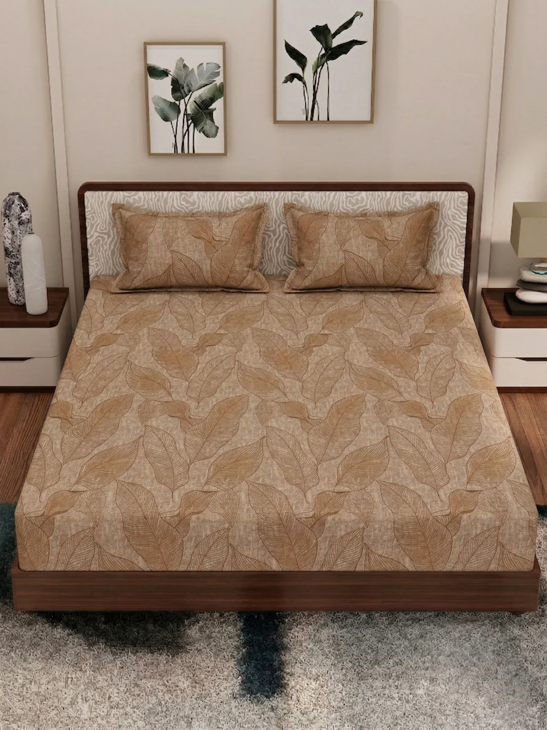 120 GSM Polyester King Size Bedsheet with 2 Pillow Covers Textura Jacquard Collection - Image 6