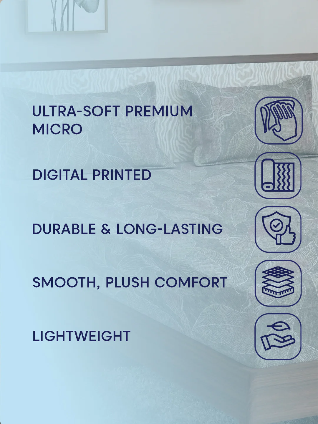 120 GSM Polyester King Size Bedsheet with 2 Pillow Covers Textura Jacquard Collection - Image 9