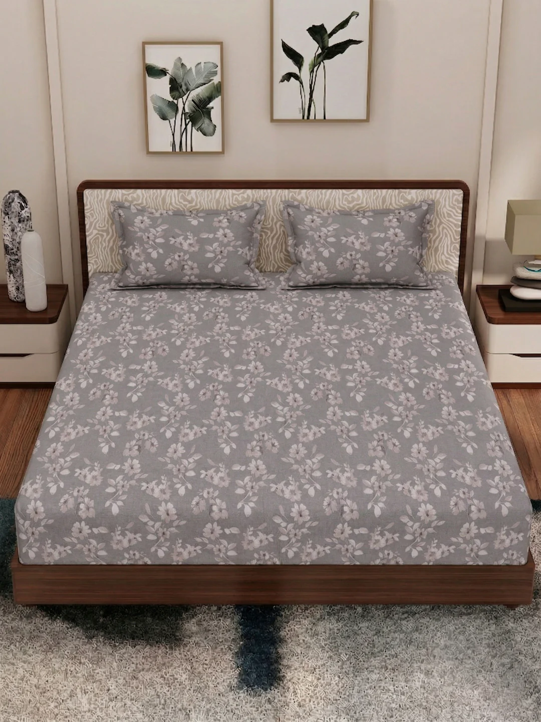 120 GSM Polyester King Size Bedsheet with 2 Pillow Covers Textura Jacquard Collection - Image 6