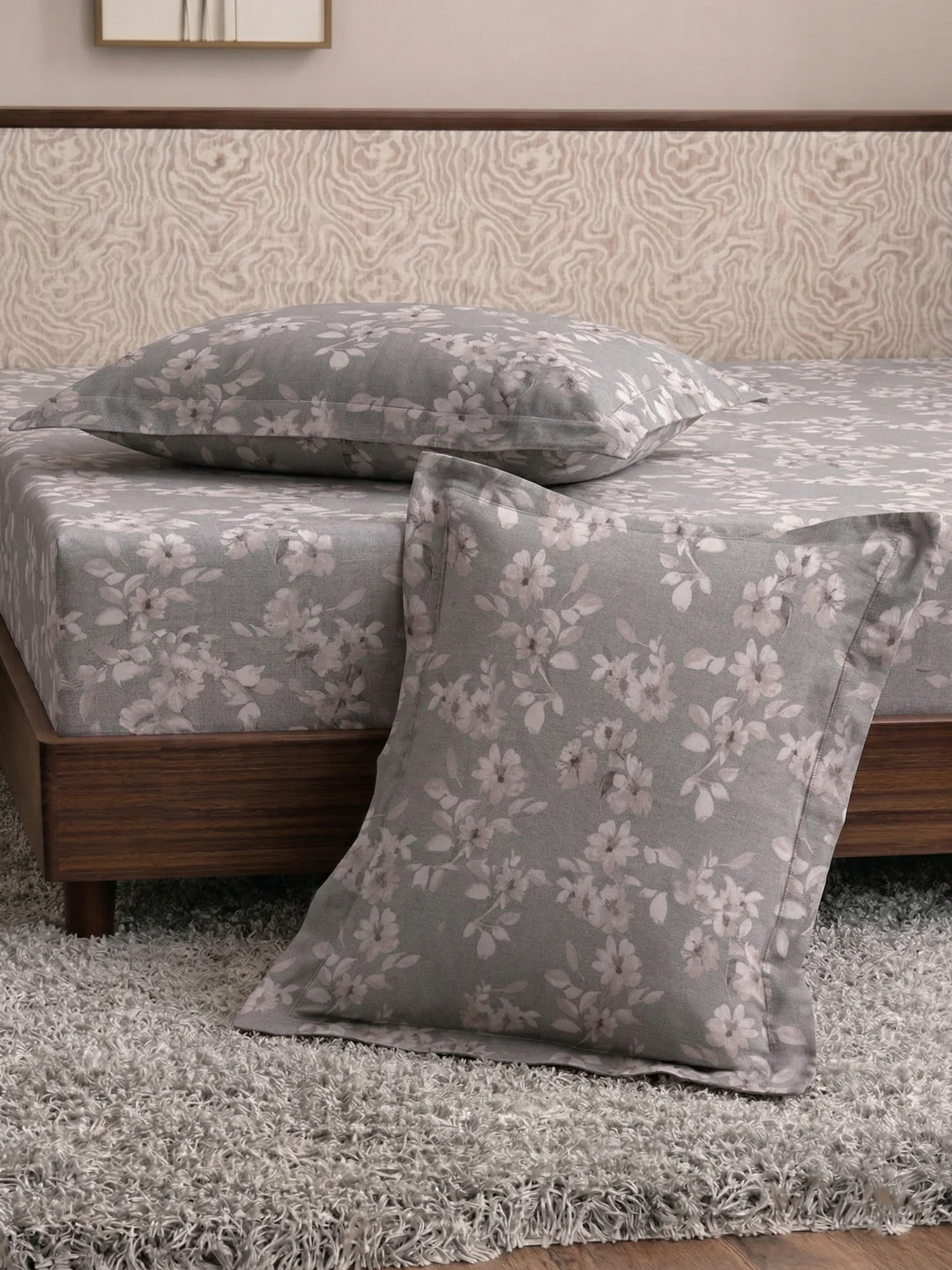 120 GSM Polyester King Size Bedsheet with 2 Pillow Covers Textura Jacquard Collection - Image 7