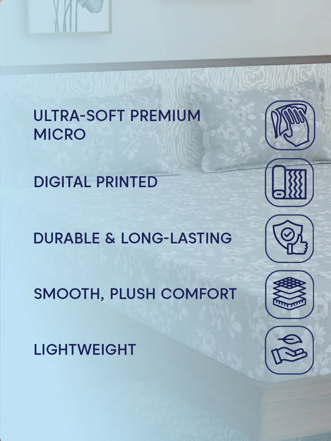 120 GSM Polyester King Size Bedsheet with 2 Pillow Covers Textura Jacquard Collection - Image 9