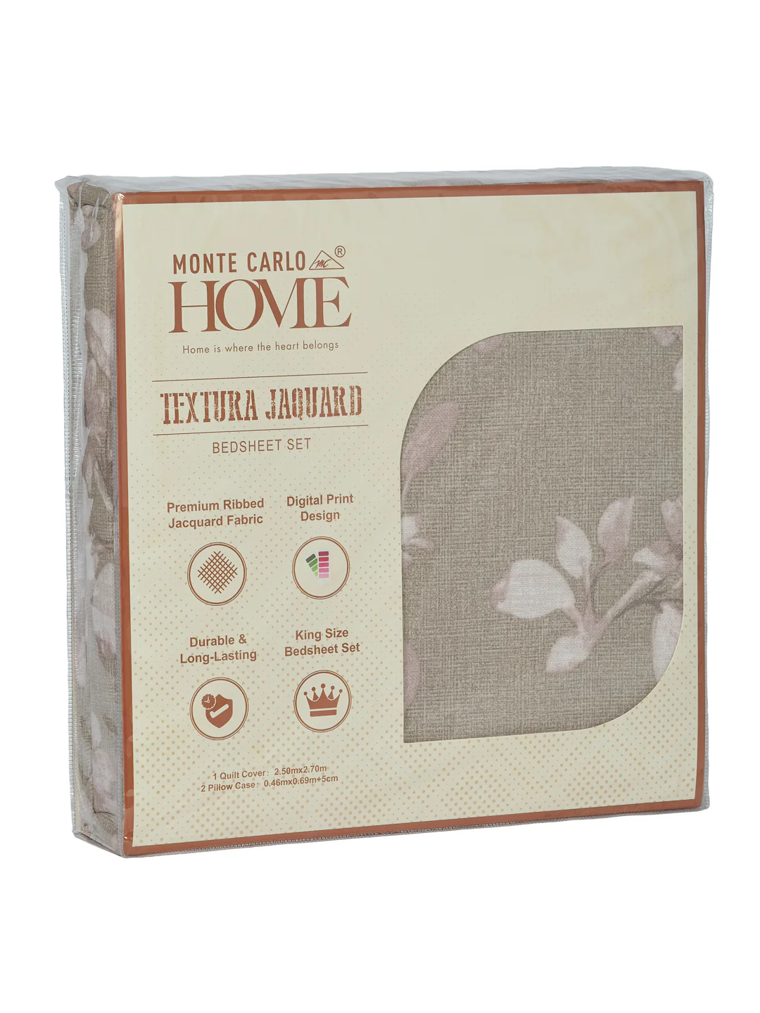 120 GSM Polyester King Size Bedsheet with 2 Pillow Covers Textura Jacquard Collection - Image 11