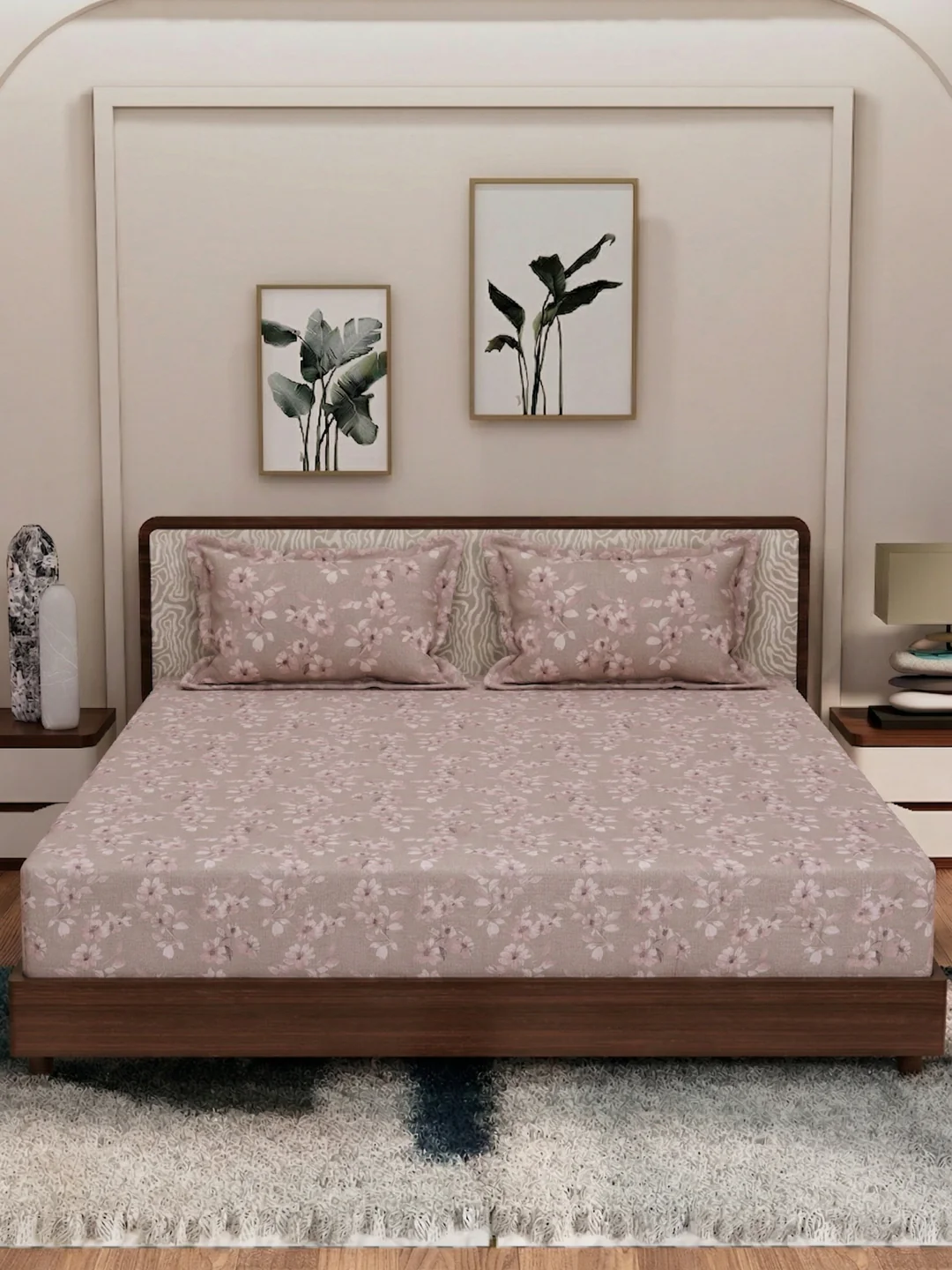 120 GSM Polyester King Size Bedsheet with 2 Pillow Covers Textura Jacquard Collection - Image 5