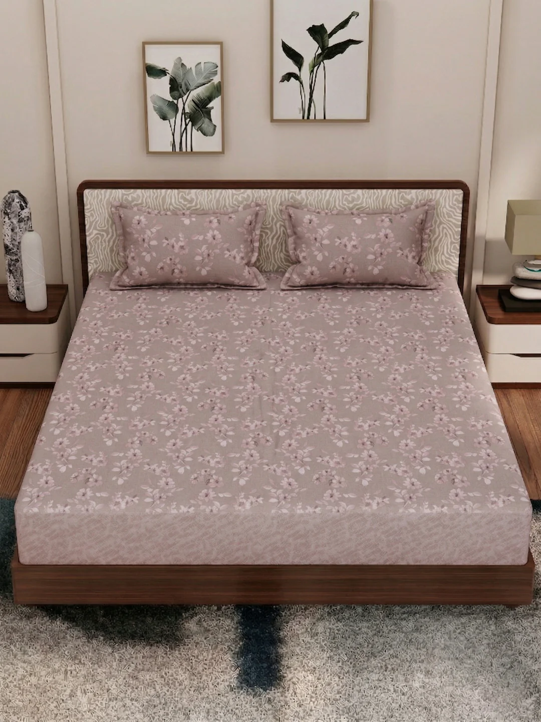 120 GSM Polyester King Size Bedsheet with 2 Pillow Covers Textura Jacquard Collection - Image 6