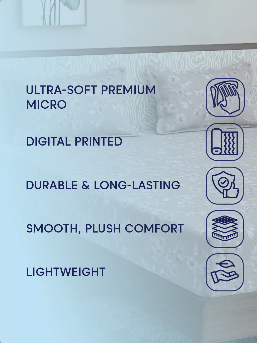120 GSM Polyester King Size Bedsheet with 2 Pillow Covers Textura Jacquard Collection - Image 9