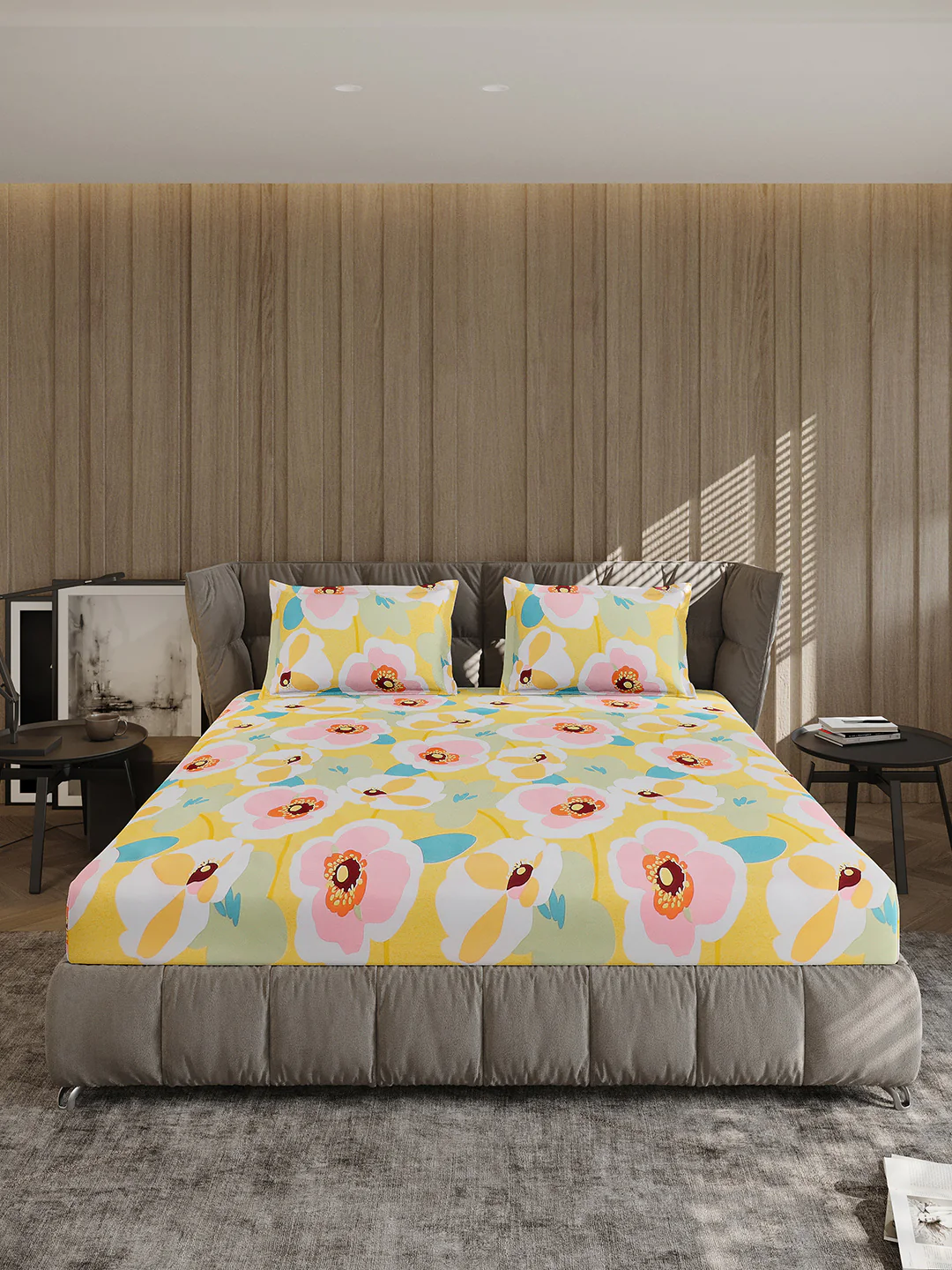 120 GSM Polyester Queen Bed 1 Bedsheet with 2 Pillow Covers (Dazzle) - Image 3