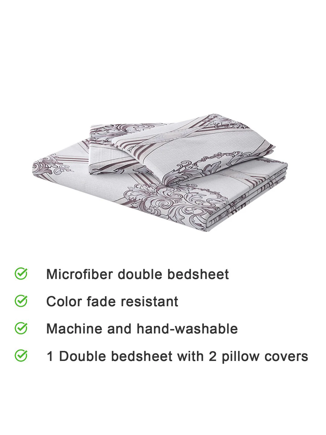 120 GSM Polyester Queen Bed 1 Bedsheet with 2 Pillow Covers (Dazzle) - Image 7