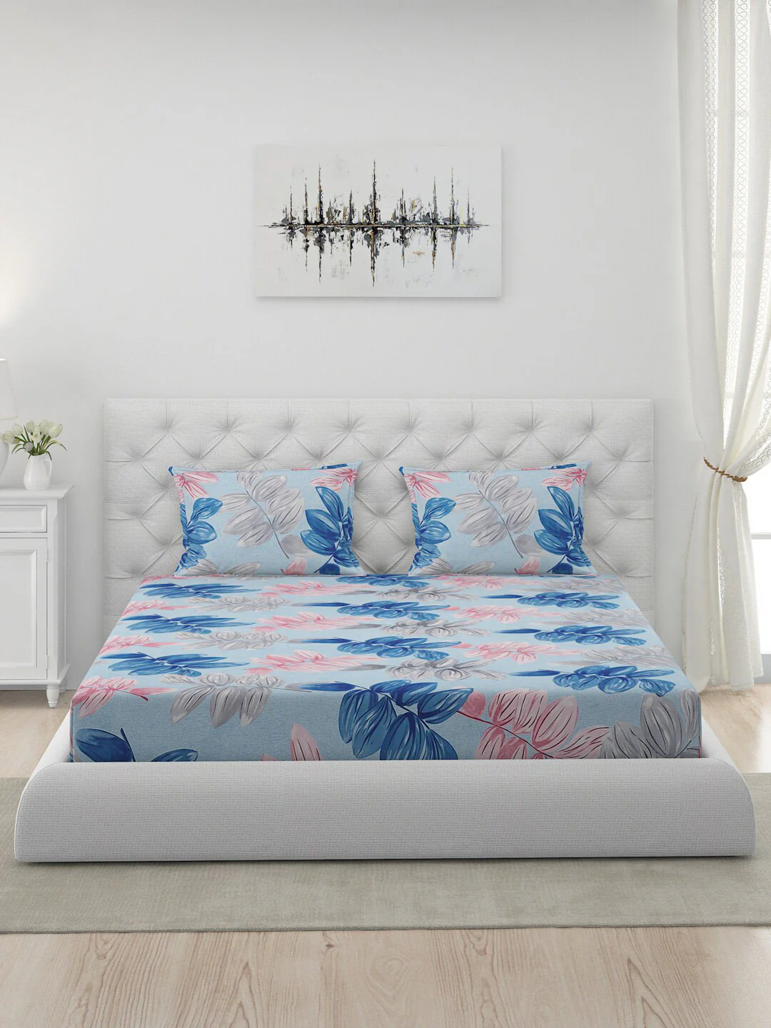120 GSM Polyester Queen Bed 1 Bedsheet with 2 Pillow Covers (Dazzle) - Image 3