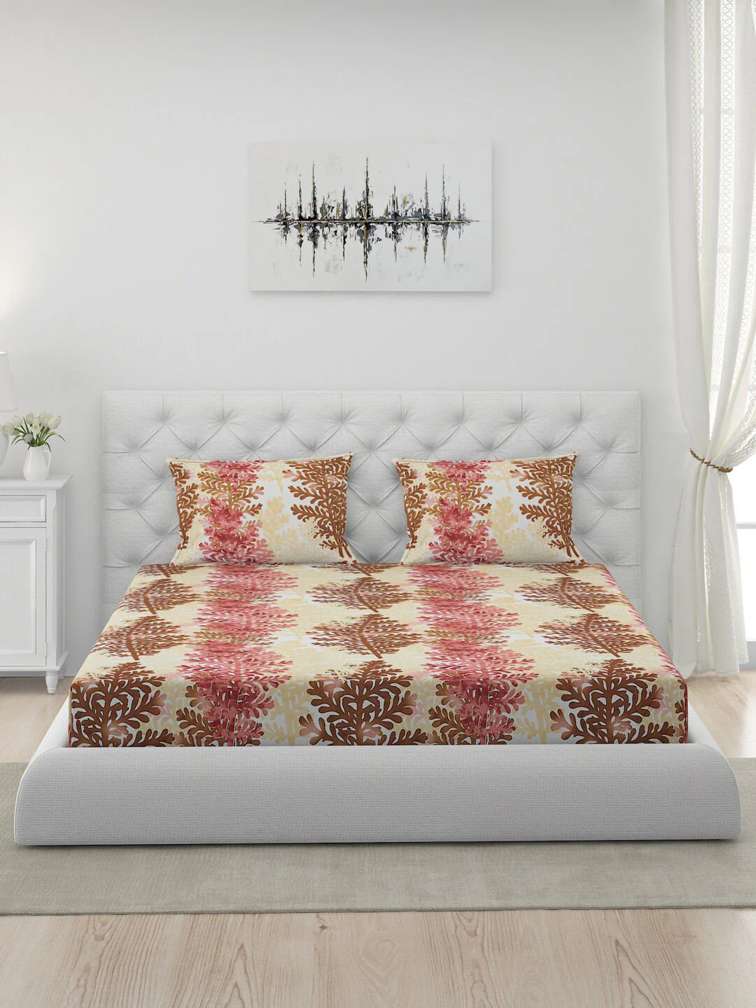 120 GSM Polyester Queen Bed 1 Bedsheet with 2 Pillow Covers (Dazzle) - Image 3