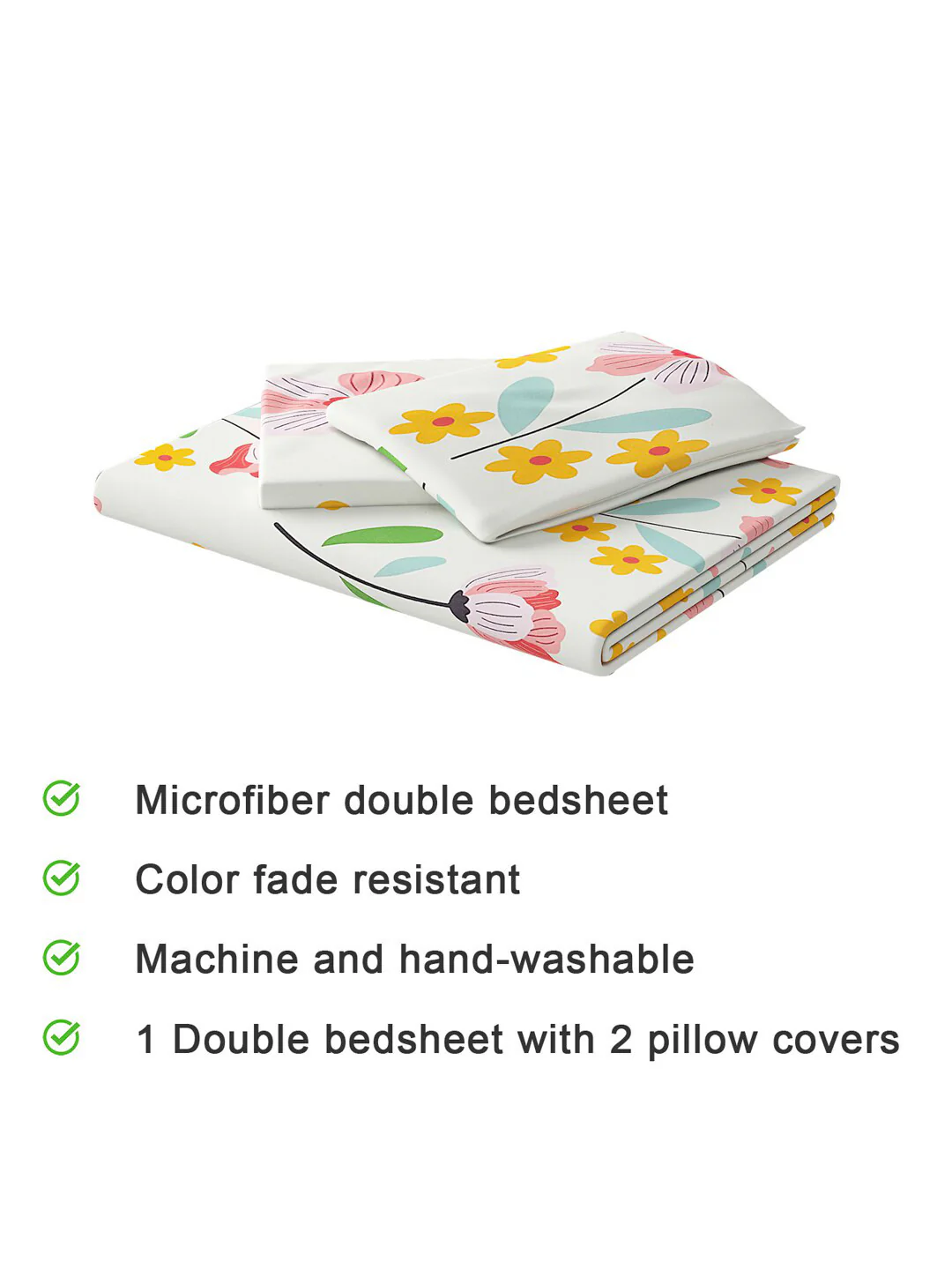 120 GSM Polyester Queen Bed 1 Bedsheet with 2 Pillow Covers (Dazzle) - Image 7