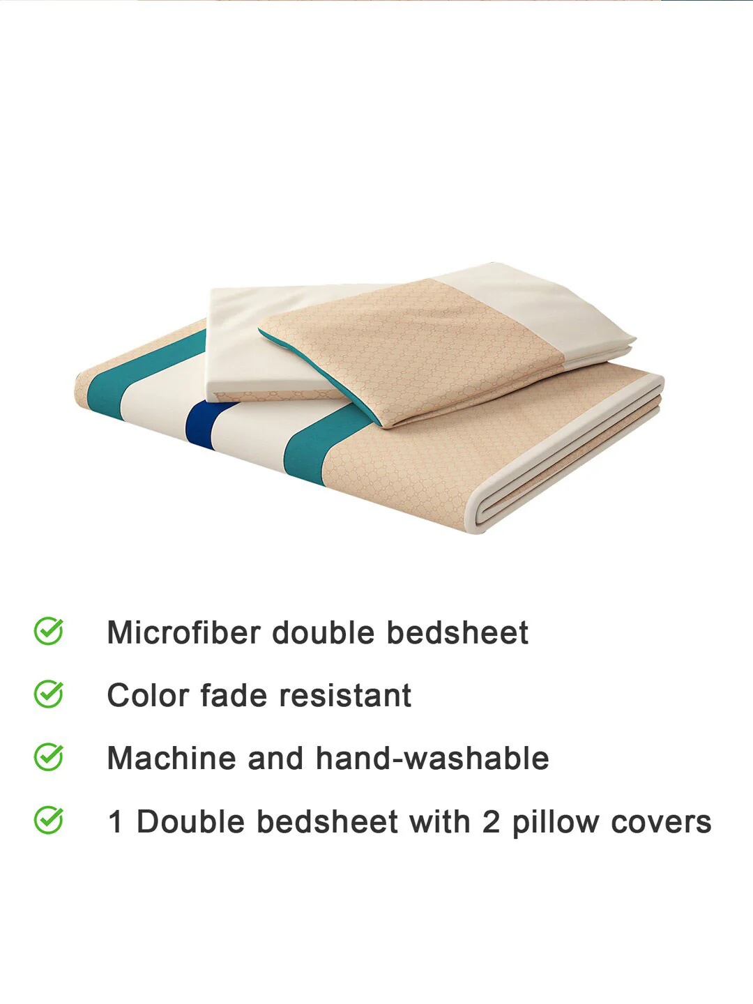 120 GSM Polyester Queen Bed 1 Bedsheet with 2 Pillow Covers (Dazzle) - Image 7