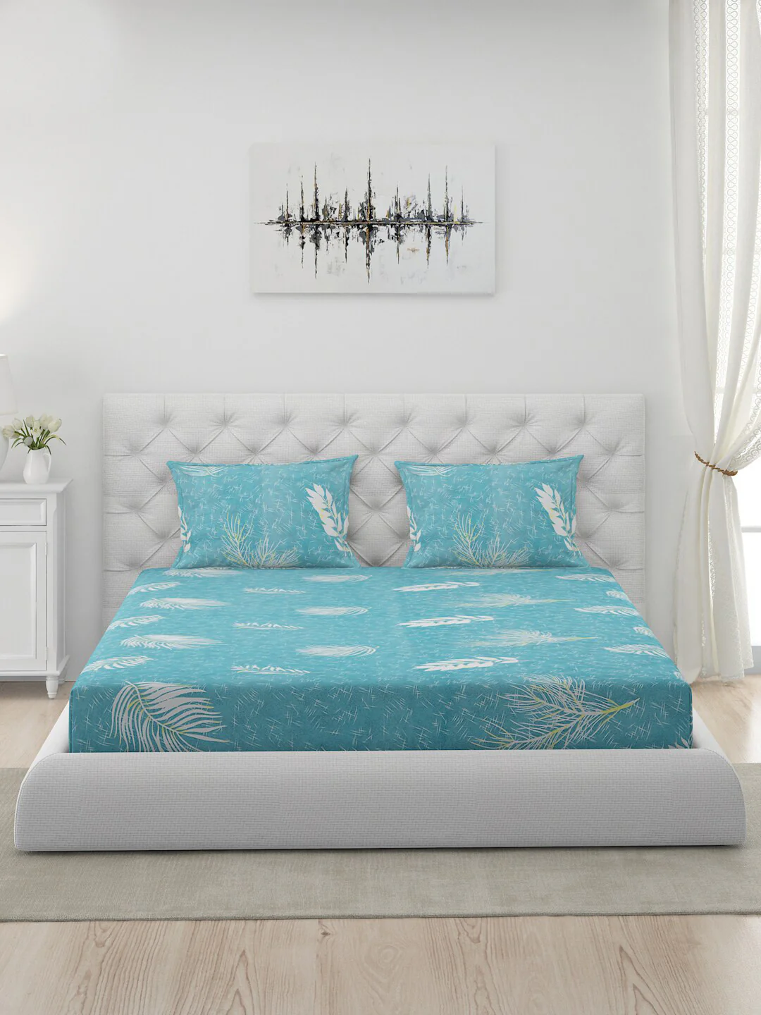 120 GSM Polyester Queen Bed 1 Bedsheet with 2 Pillow Covers (Dazzle) - Image 2
