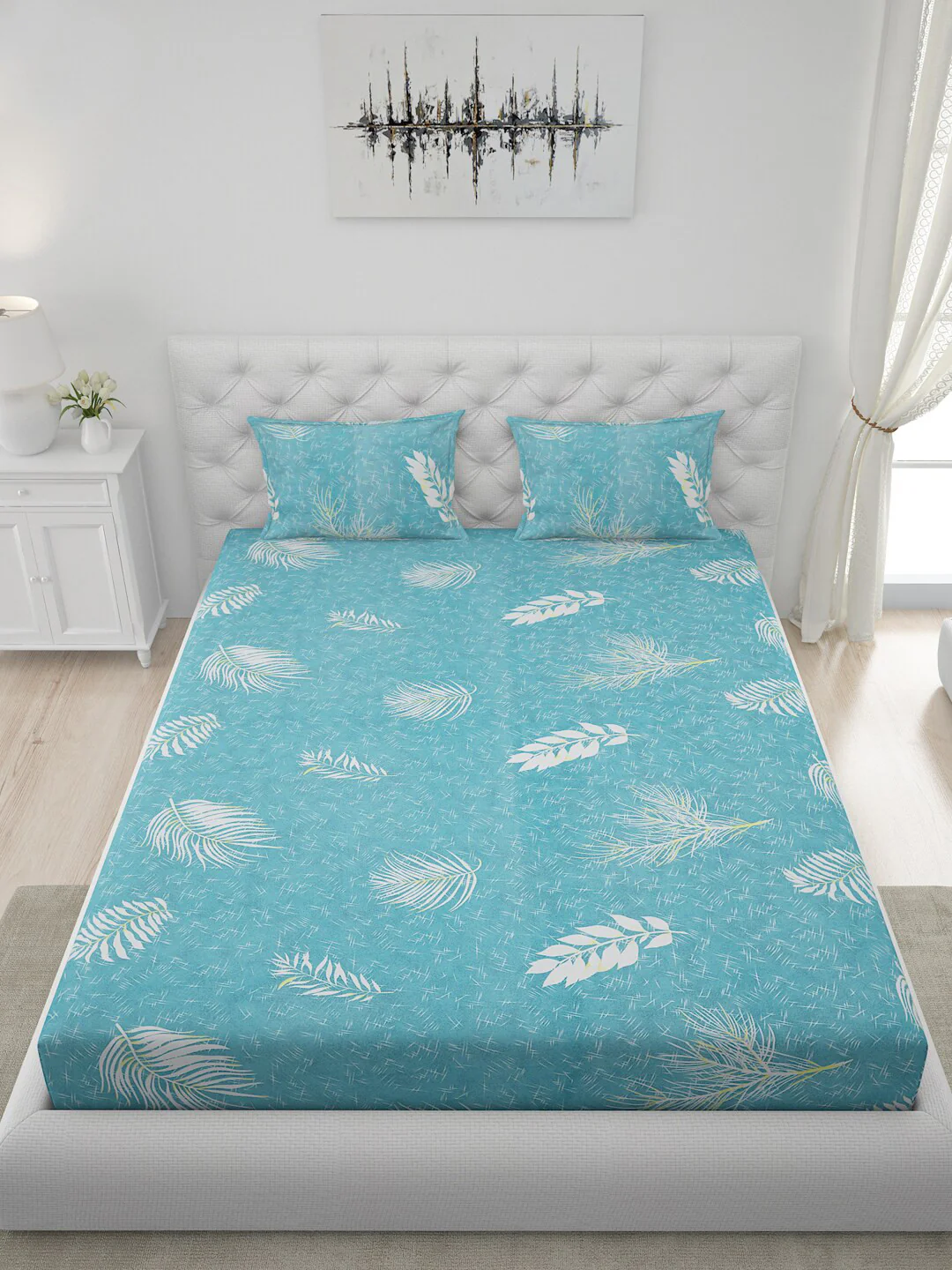 120 GSM Polyester Queen Bed 1 Bedsheet with 2 Pillow Covers (Dazzle) - Image 4