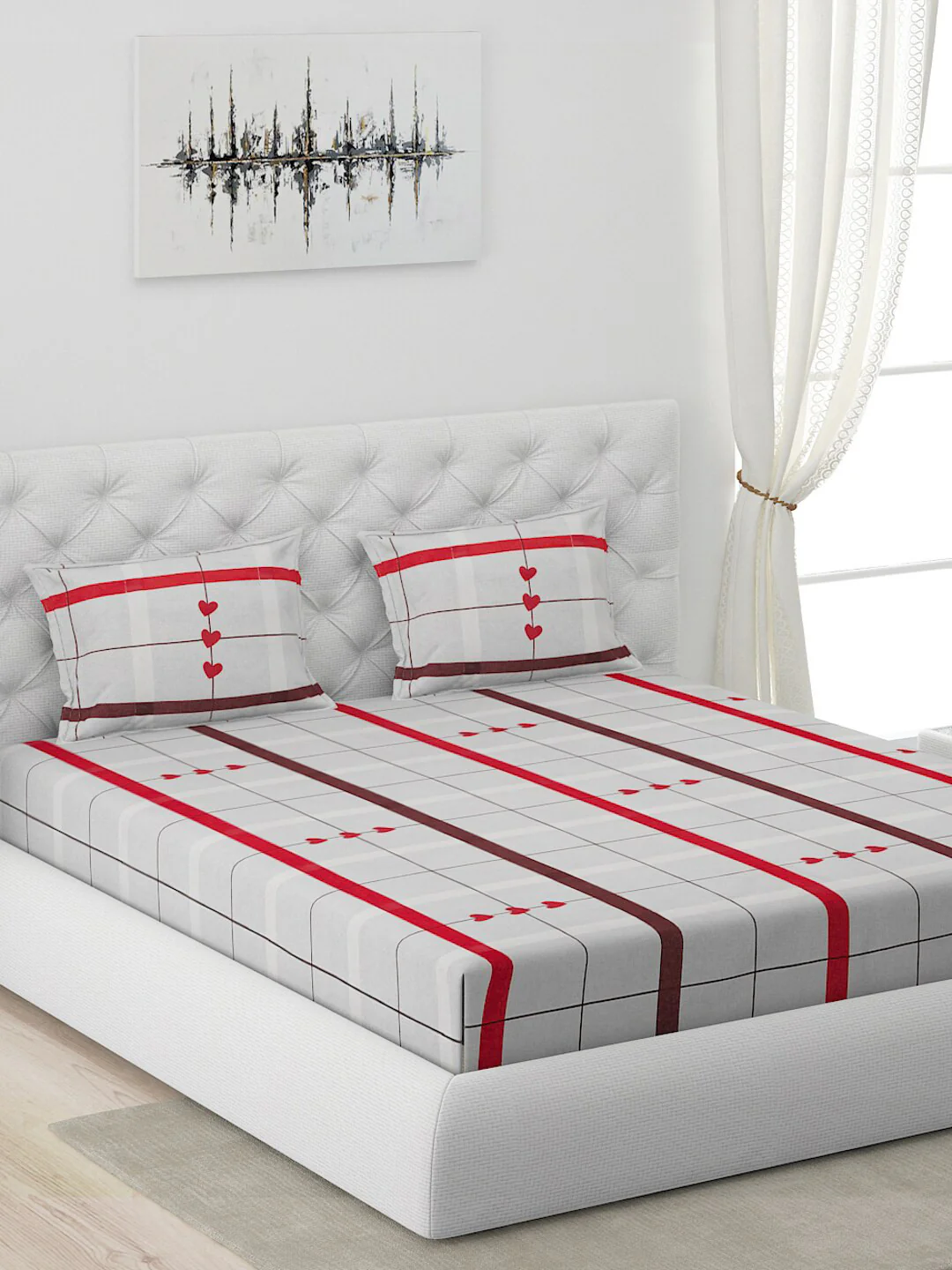 120 GSM Polyester Queen Bed 1 Bedsheet with 2 Pillow Covers (Dazzle) - Image 3