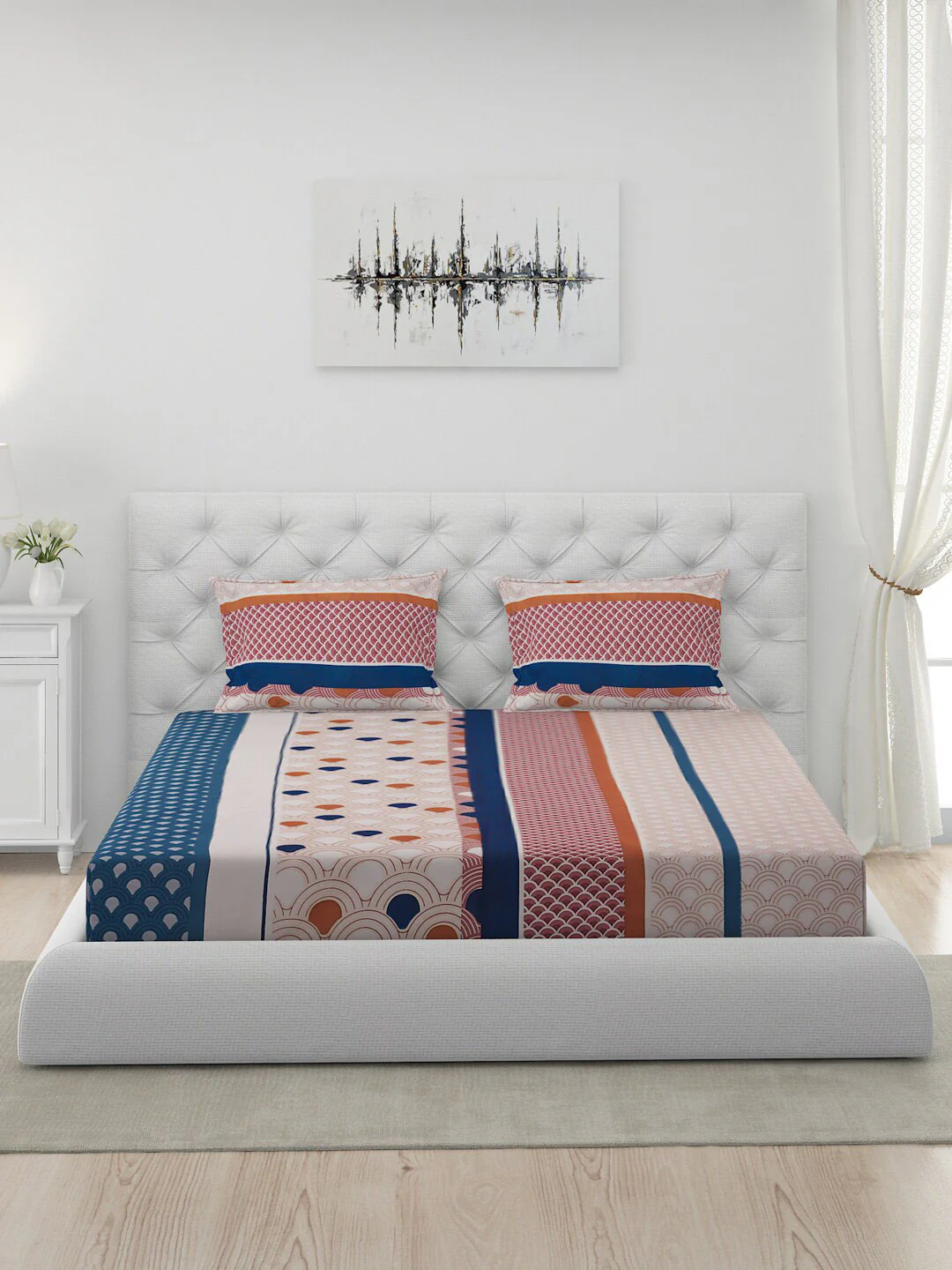 120 GSM Polyester Queen Bed 1 Bedsheet with 2 Pillow Covers (Dazzle) - Image 3