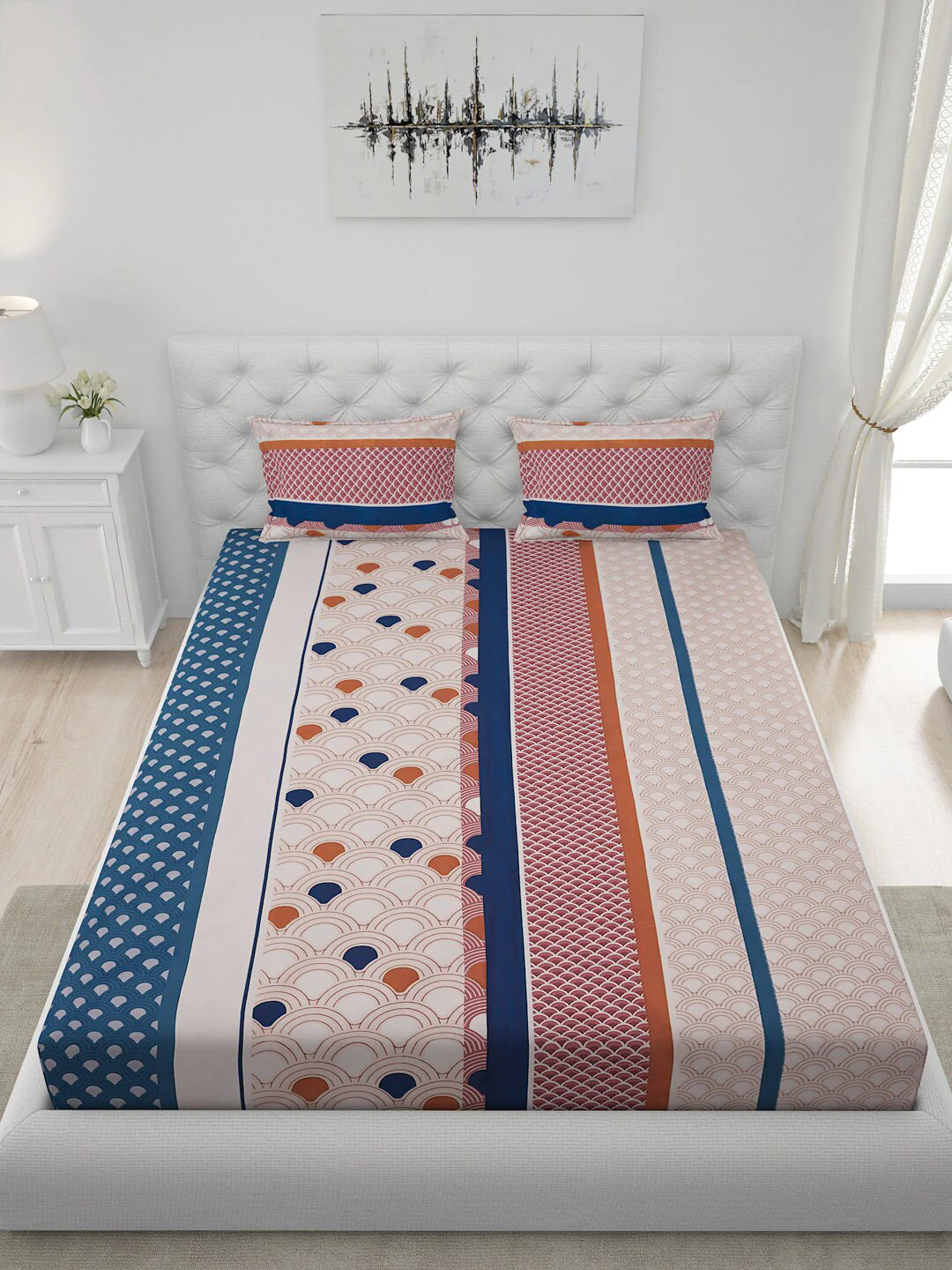 120 GSM Polyester Queen Bed 1 Bedsheet with 2 Pillow Covers (Dazzle) - Image 4